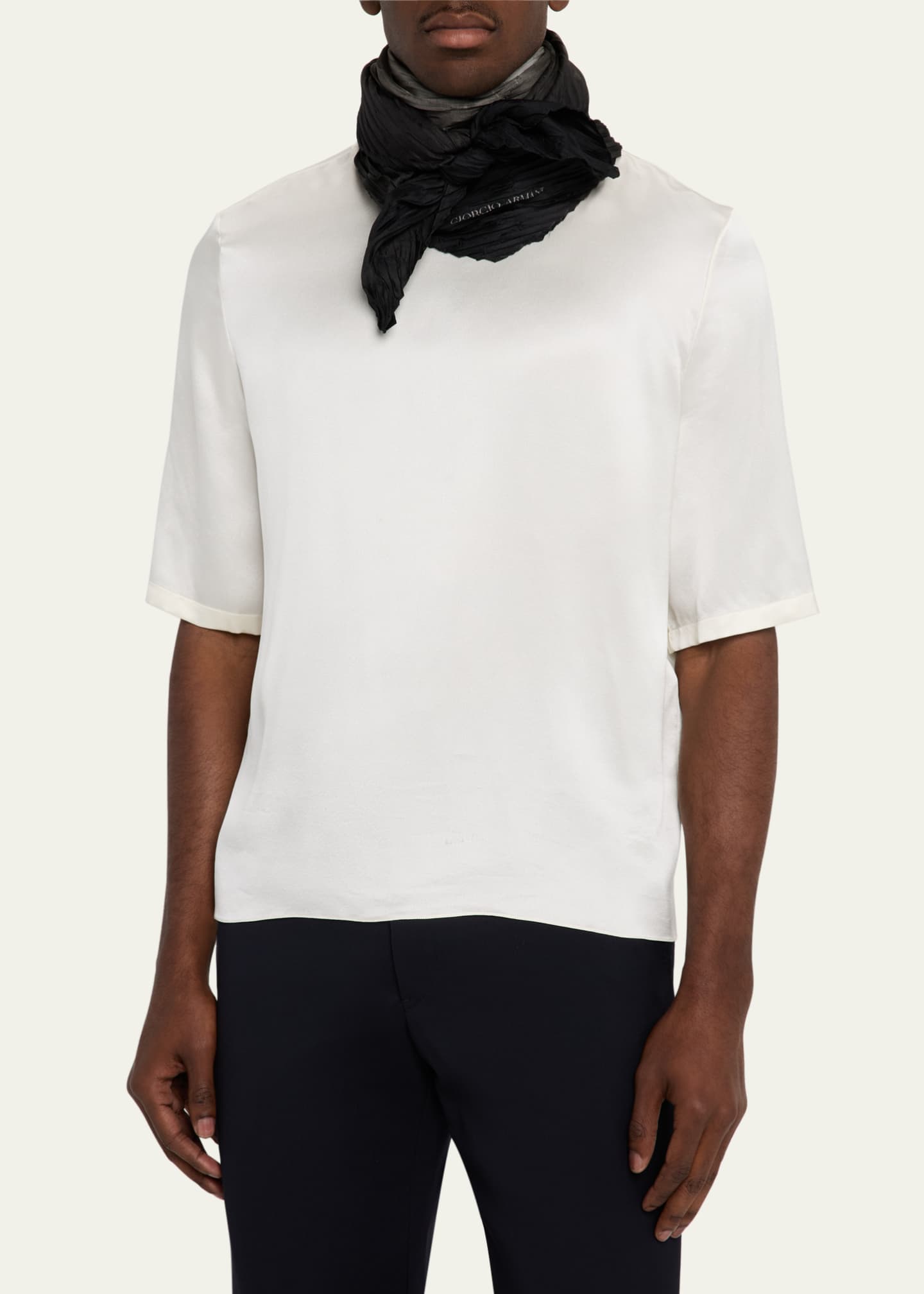 Giorgio Armani Men's Degrade Textured Silk Scarf Image 3 of 4