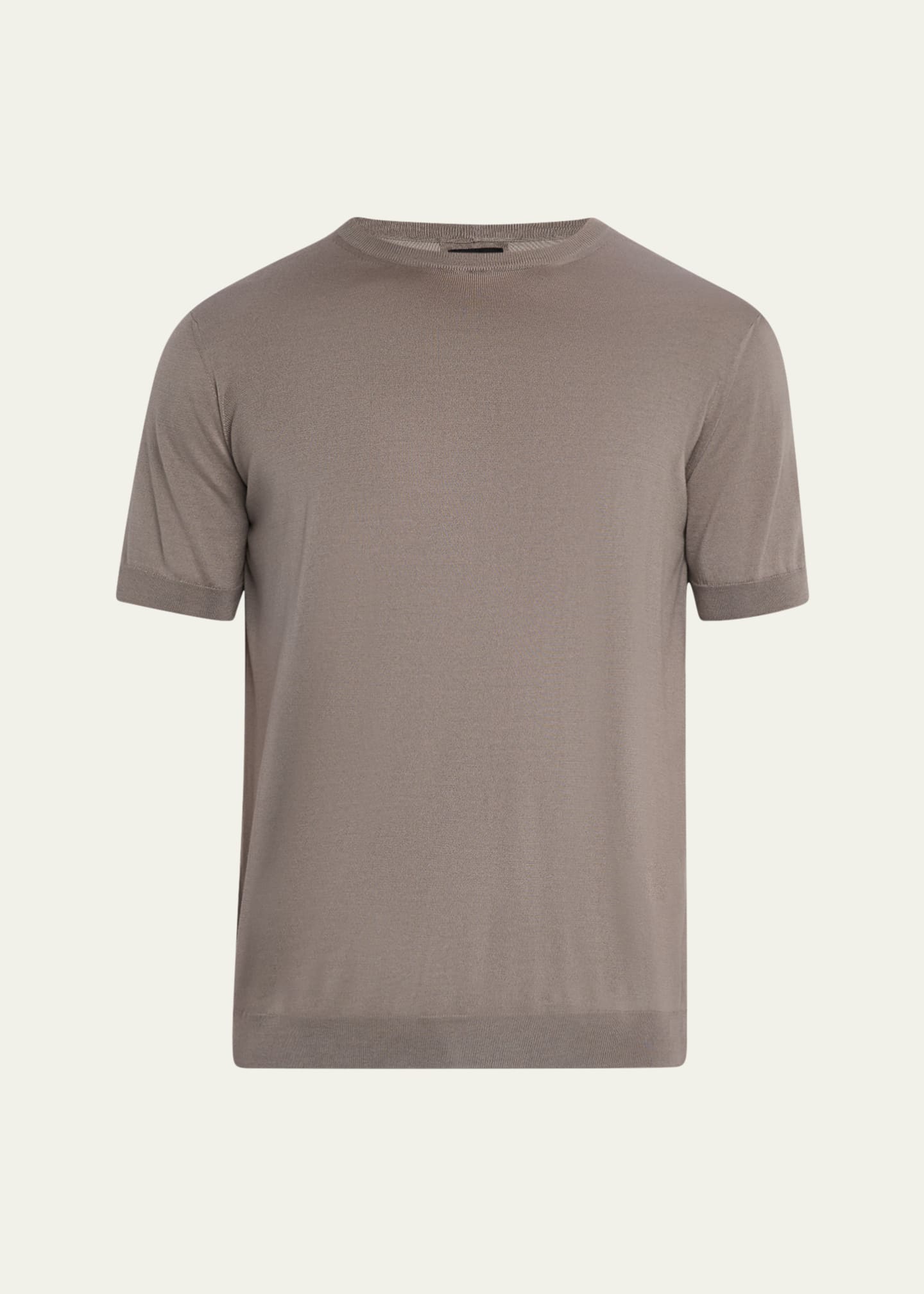 Giorgio Armani Men's Silk and Cotton Short-Sleeve Crewneck Sweater Image 1 of 5