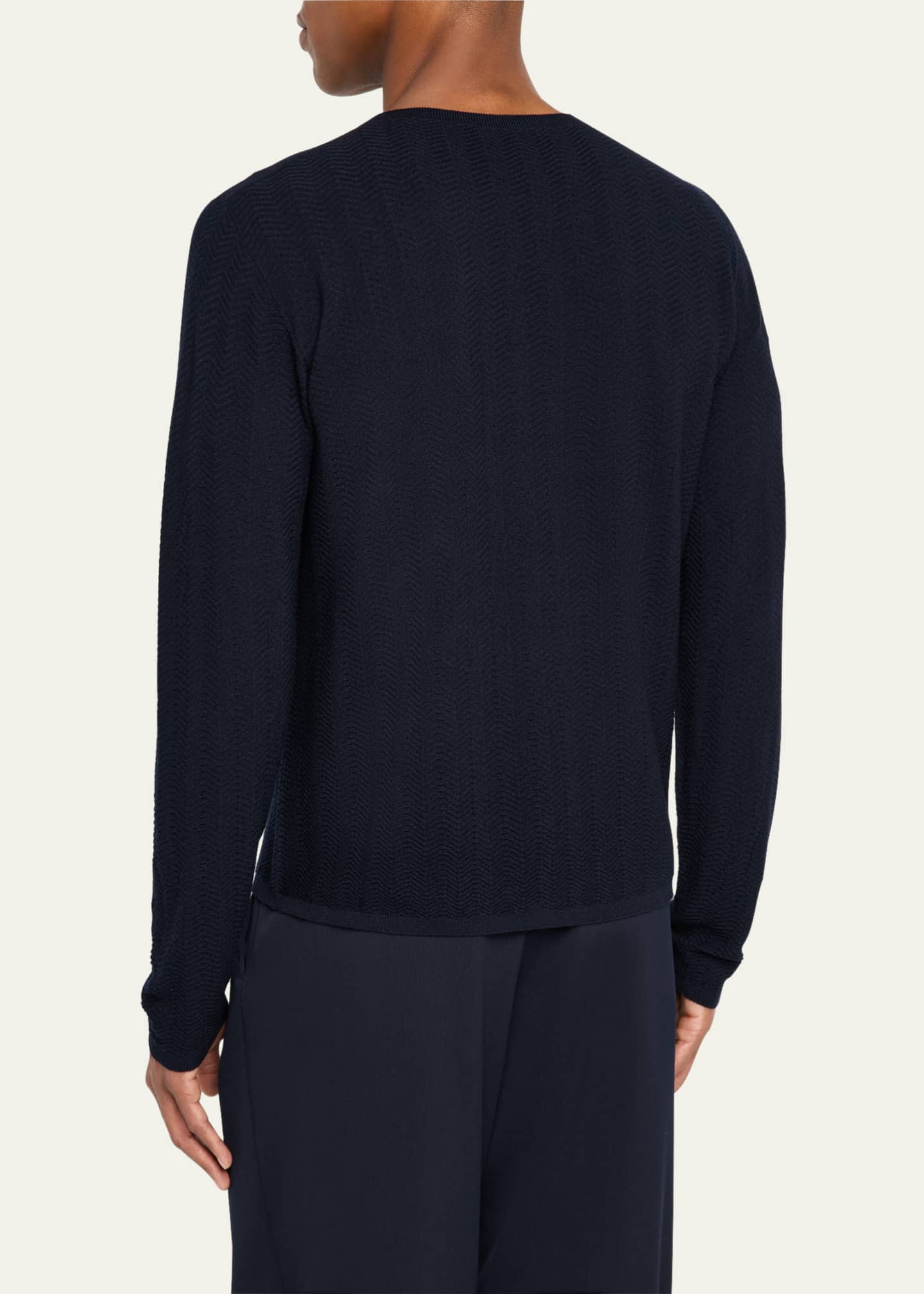 Giorgio Armani Men's Chevron Knit Crewneck Sweater Image 3 of 5