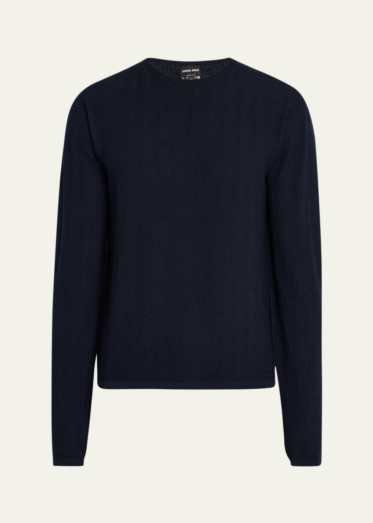 Giorgio Armani Men's Chevron Knit Crewneck Sweater Image 1 of 5