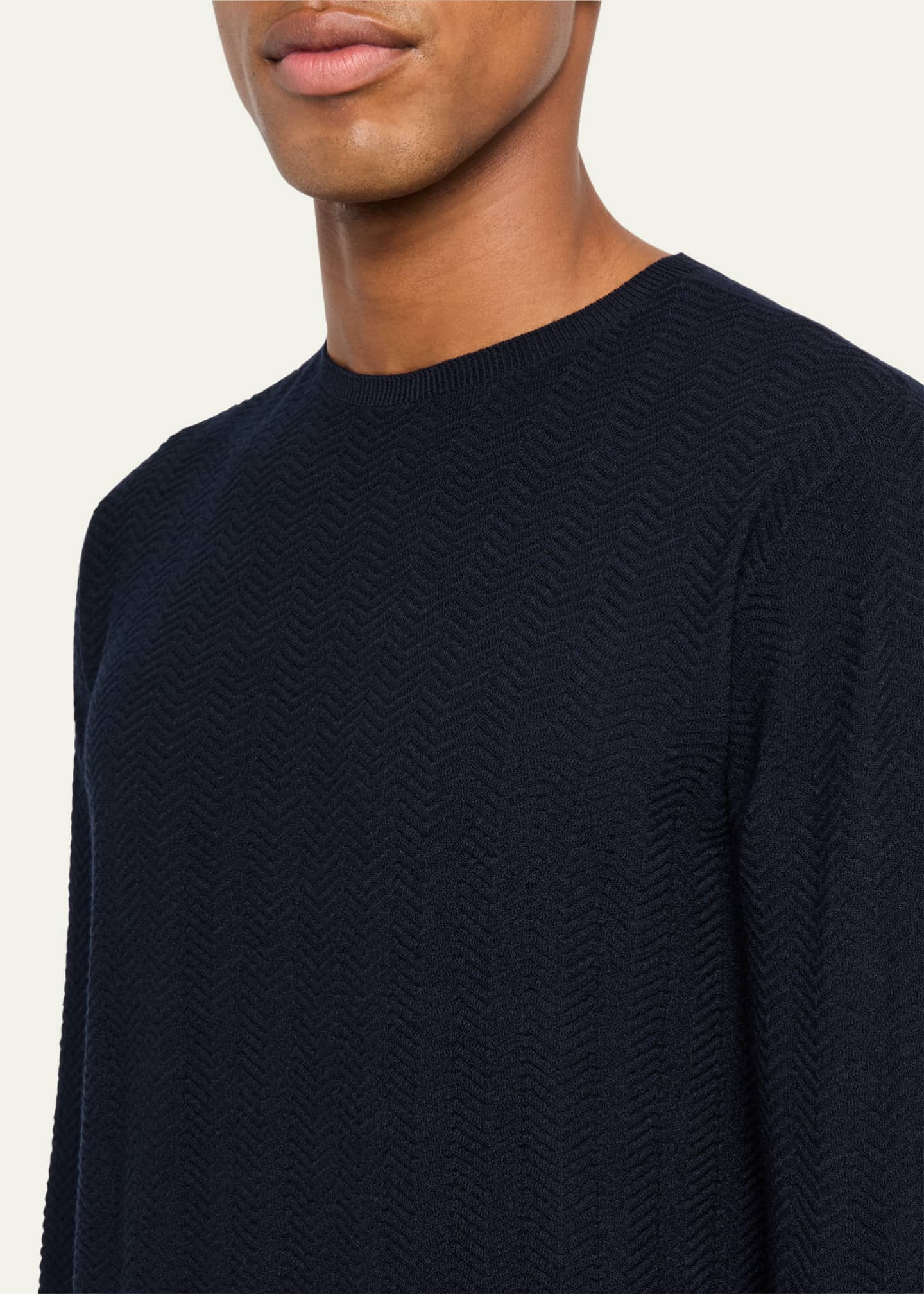 Giorgio Armani Men's Chevron Knit Crewneck Sweater Image 5 of 5