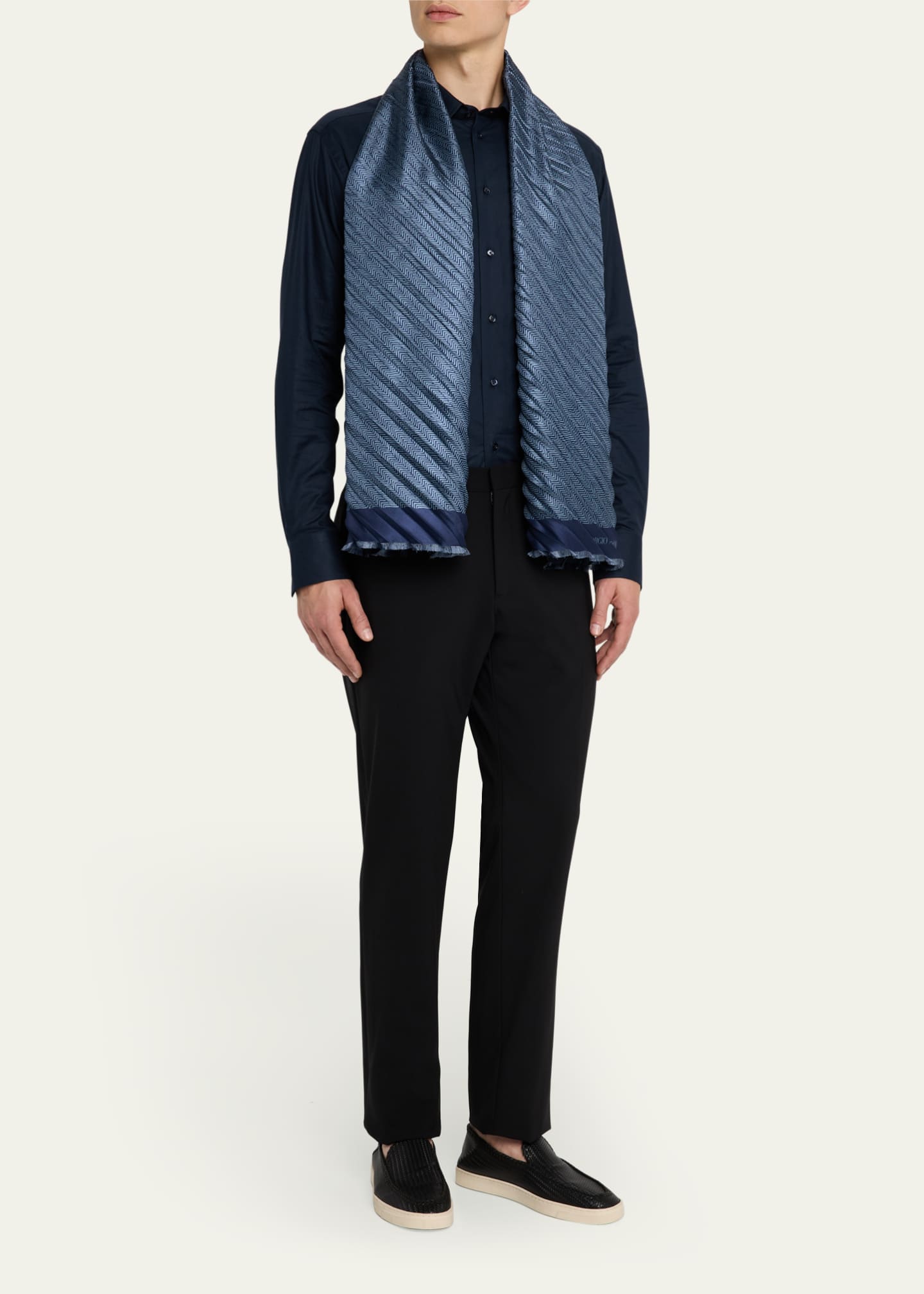 Giorgio Armani Men's Geometric Silk Scarf Image 2 of 4
