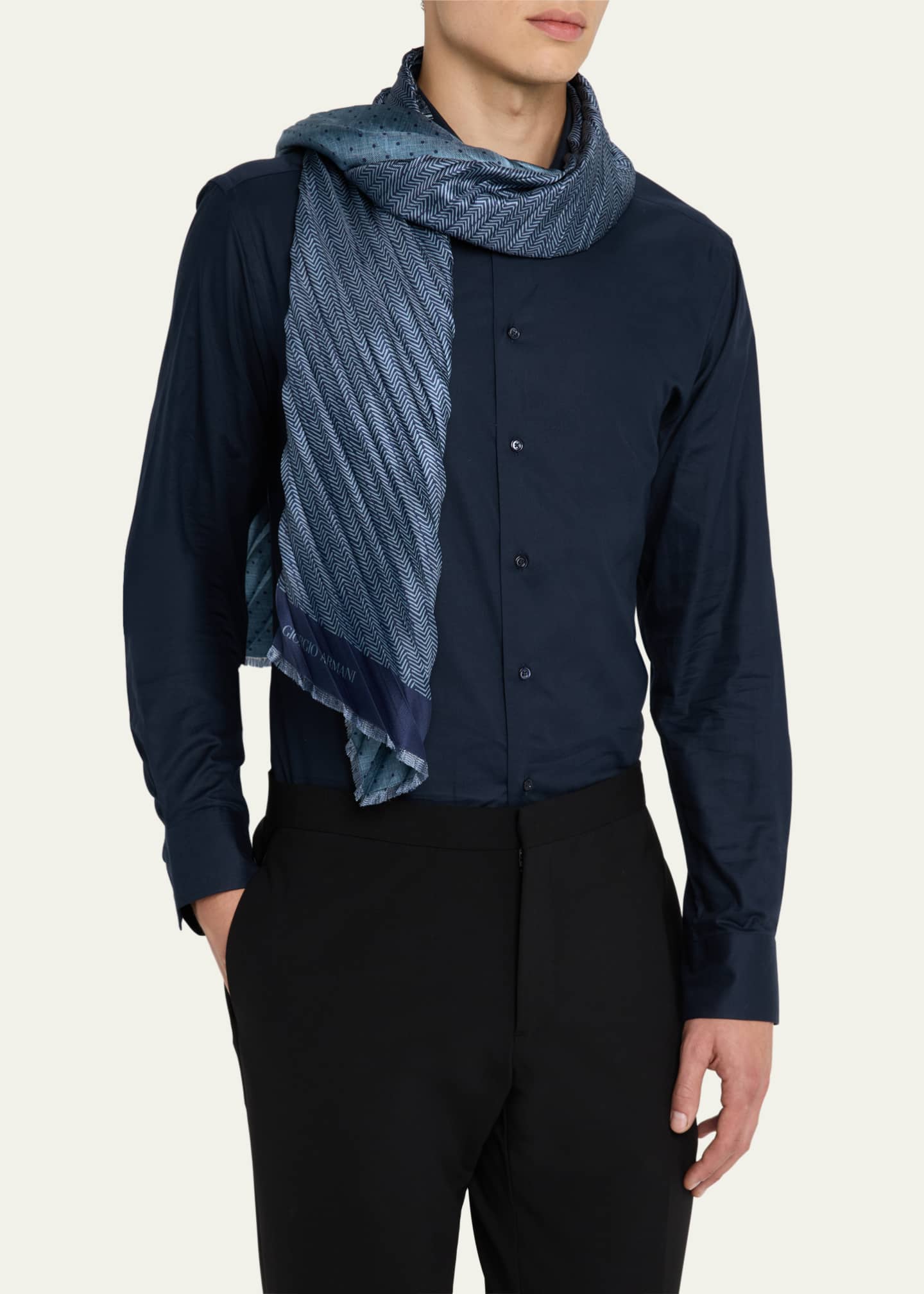 Giorgio Armani Men's Geometric Silk Scarf Image 3 of 4