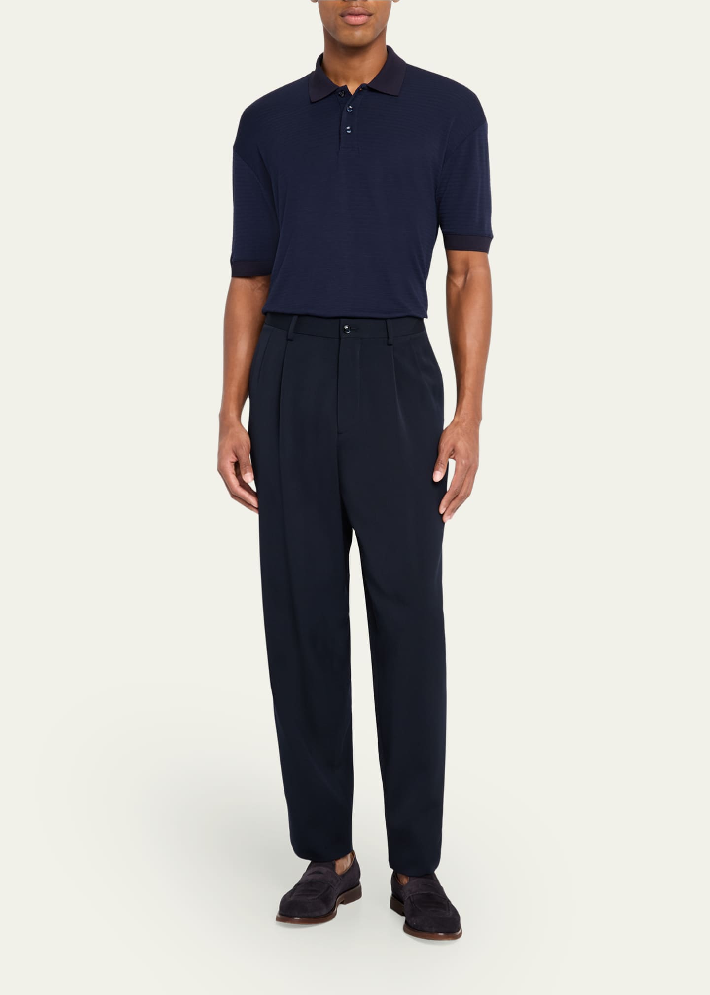 Giorgio Armani Men's Pleated Virgin Wool Trousers Image 2 of 5
