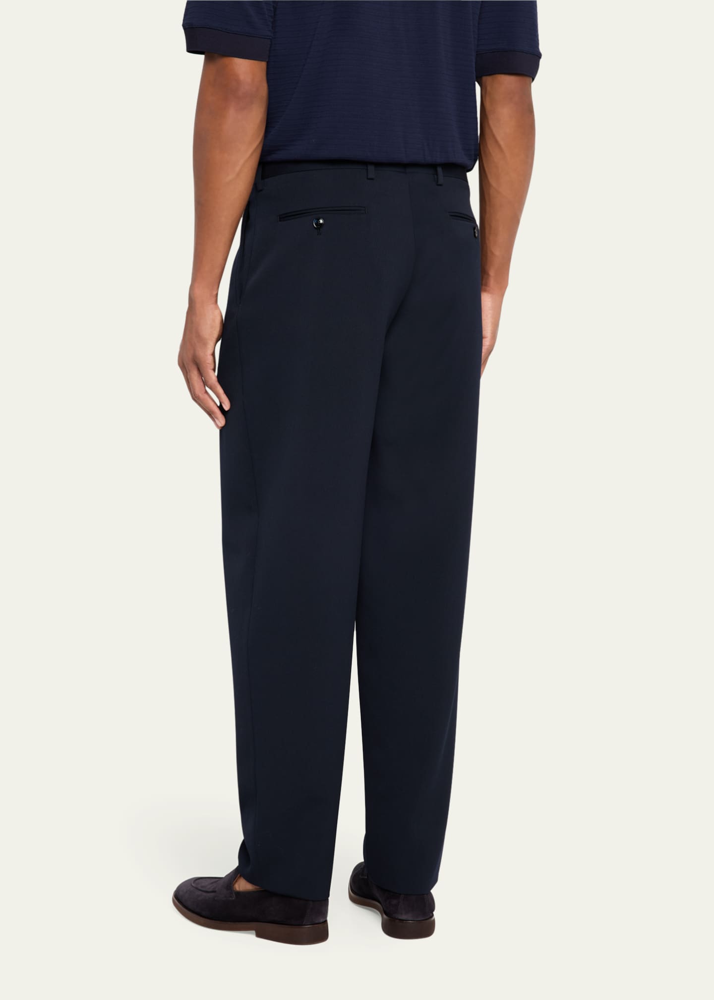 Giorgio Armani Men's Pleated Virgin Wool Trousers Image 3 of 5