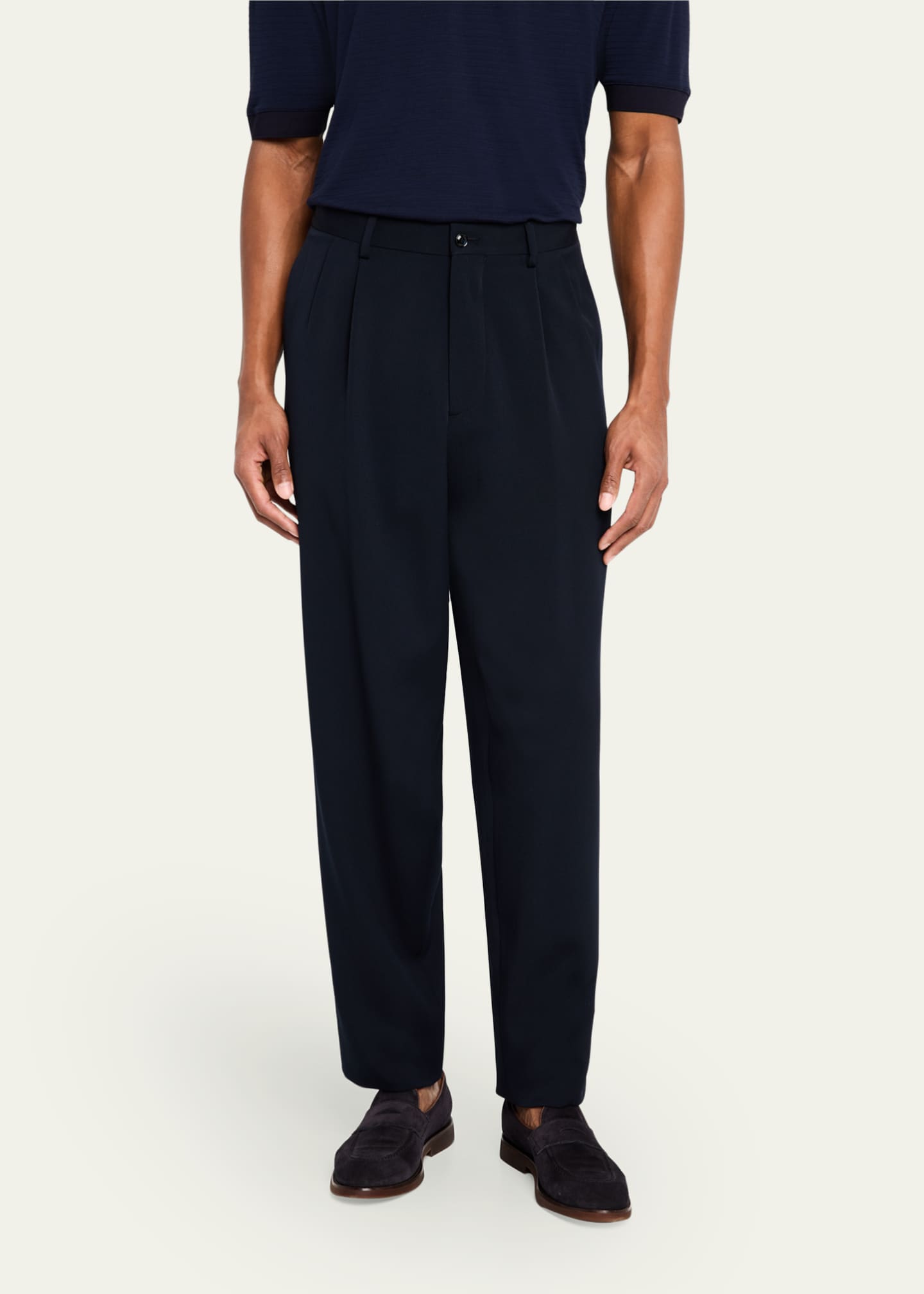 Giorgio Armani Men's Pleated Virgin Wool Trousers Image 4 of 5