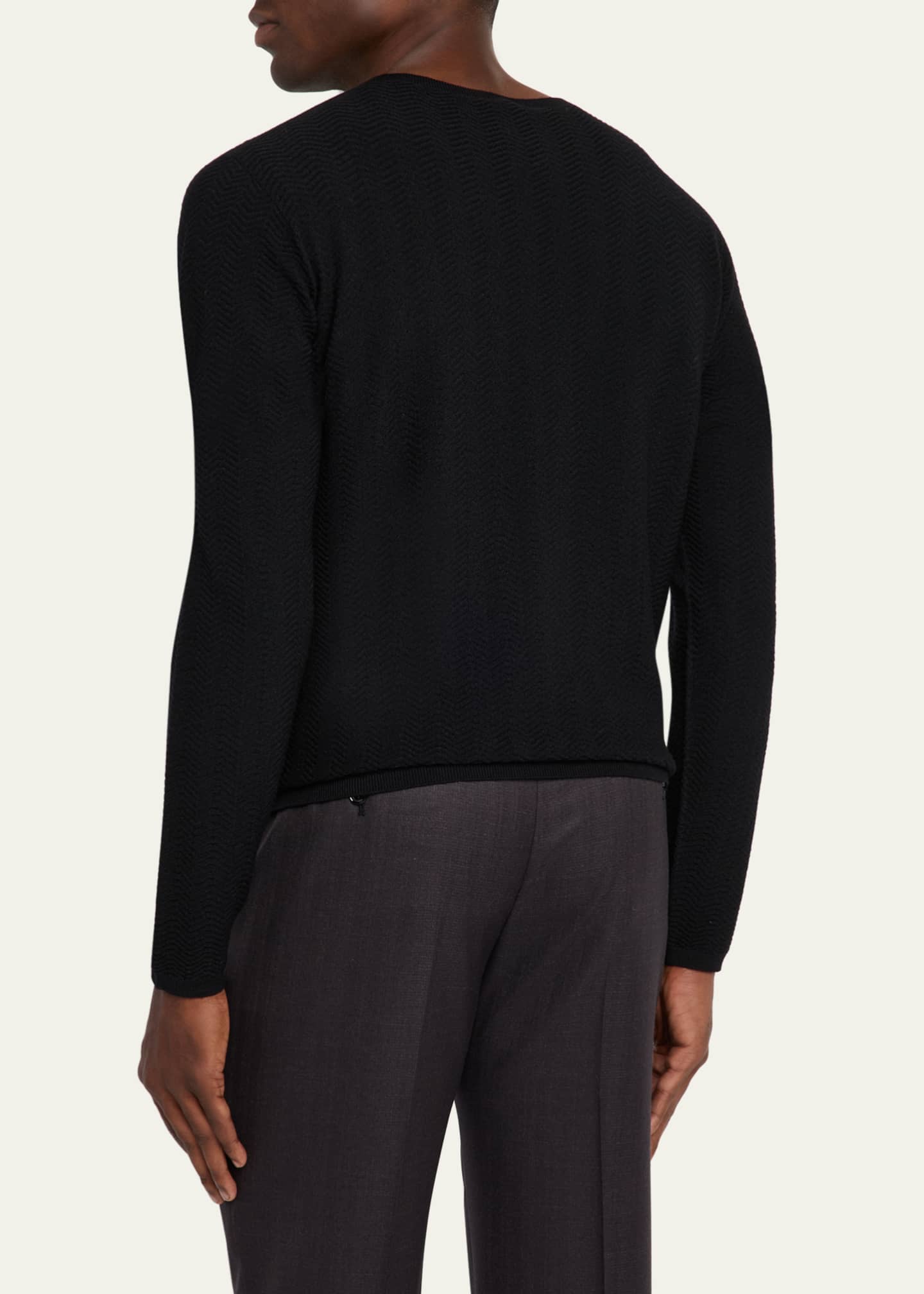 Giorgio Armani Men's Chevron Stitch Crewneck Sweater Image 3 of 5