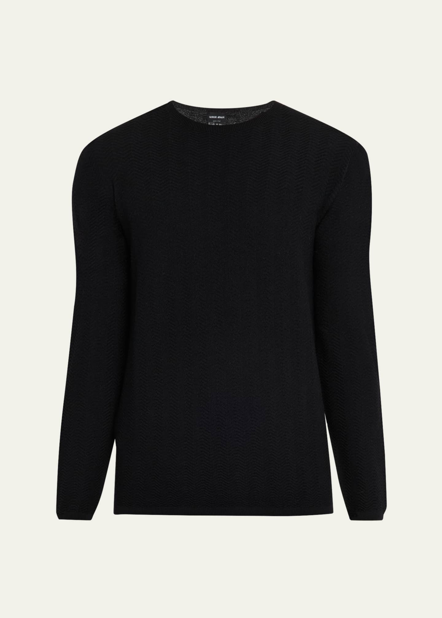 Giorgio Armani Men's Chevron Stitch Crewneck Sweater Image 1 of 5