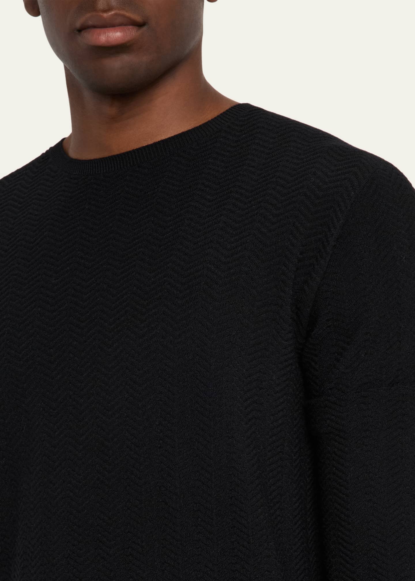 Giorgio Armani Men's Chevron Stitch Crewneck Sweater Image 5 of 5