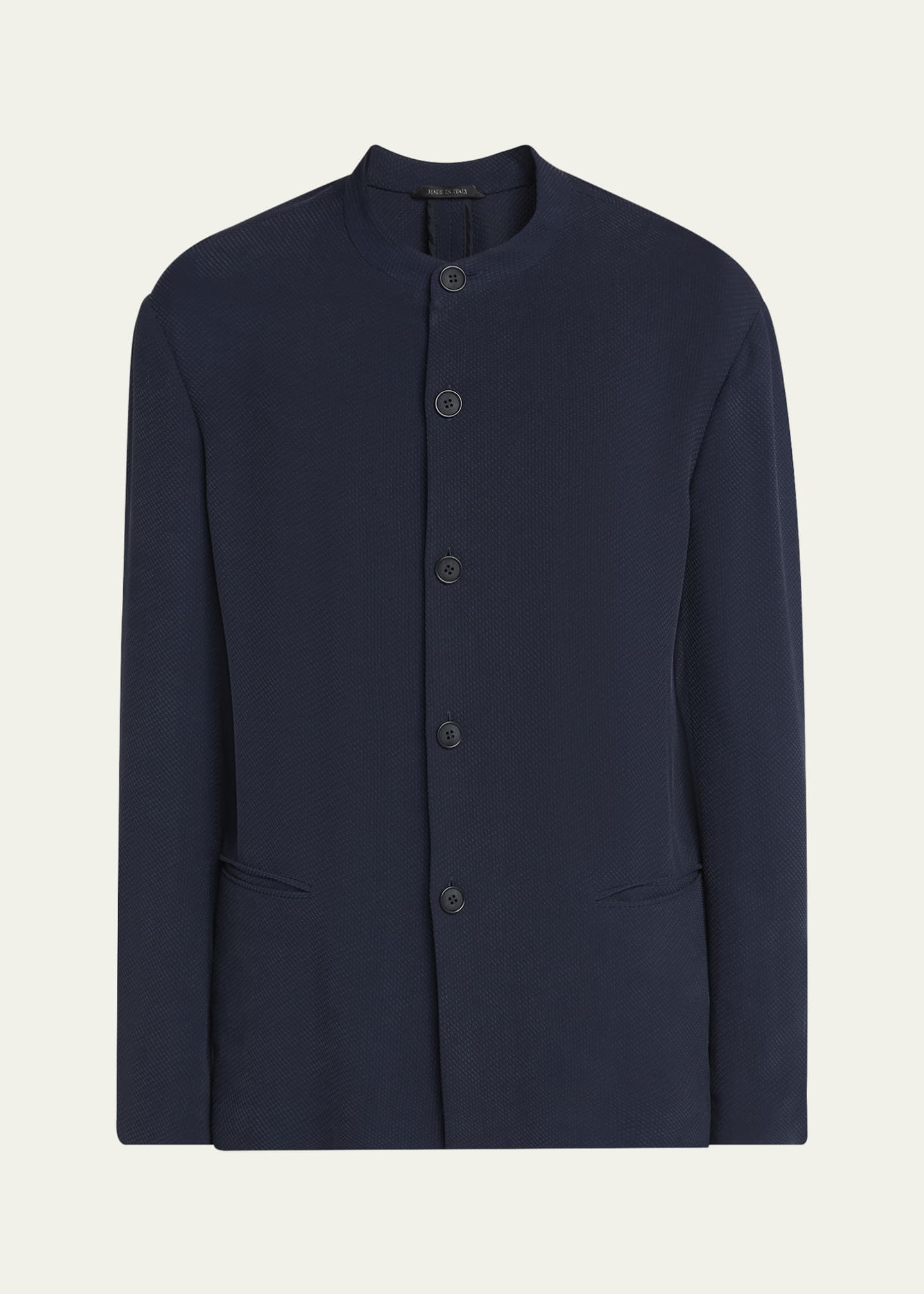 Giorgio Armani Men's Cupro and Viscose Blend Nehru Collar Jacket Image 1 of 5