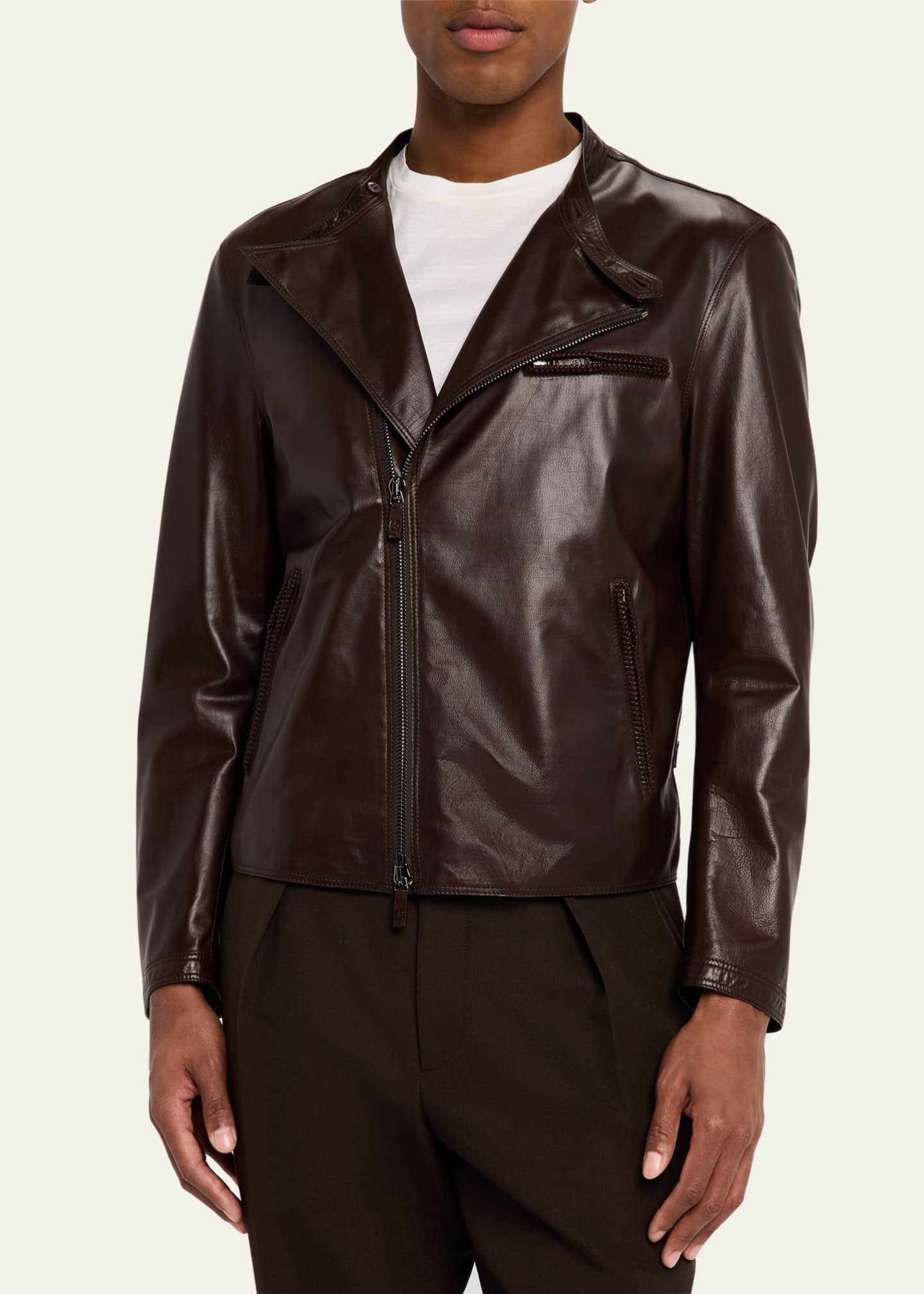 Giorgio Armani Men's Leather Blouson Jacket Image 4 of 5