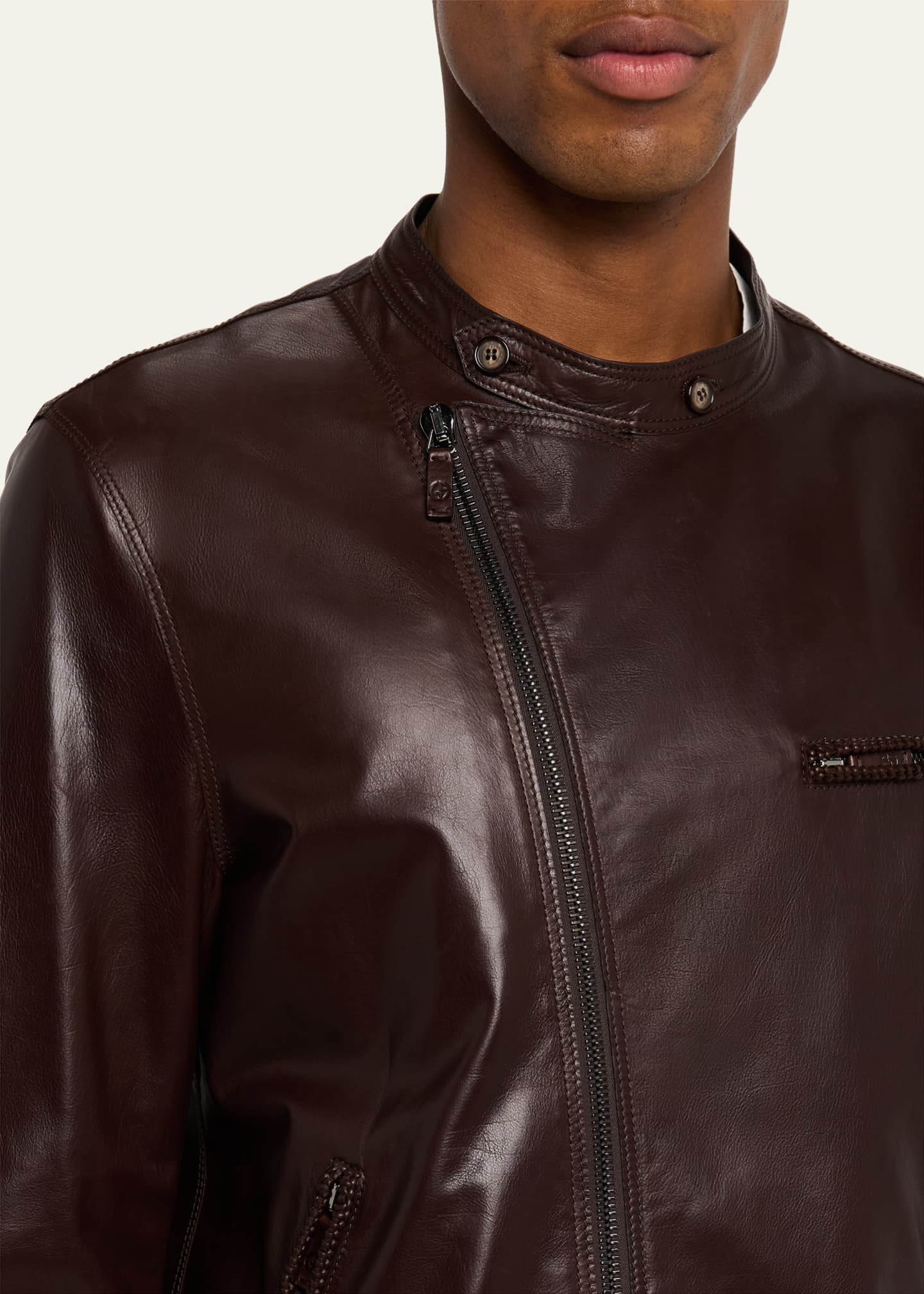 Giorgio Armani Men's Leather Blouson Jacket Image 5 of 5