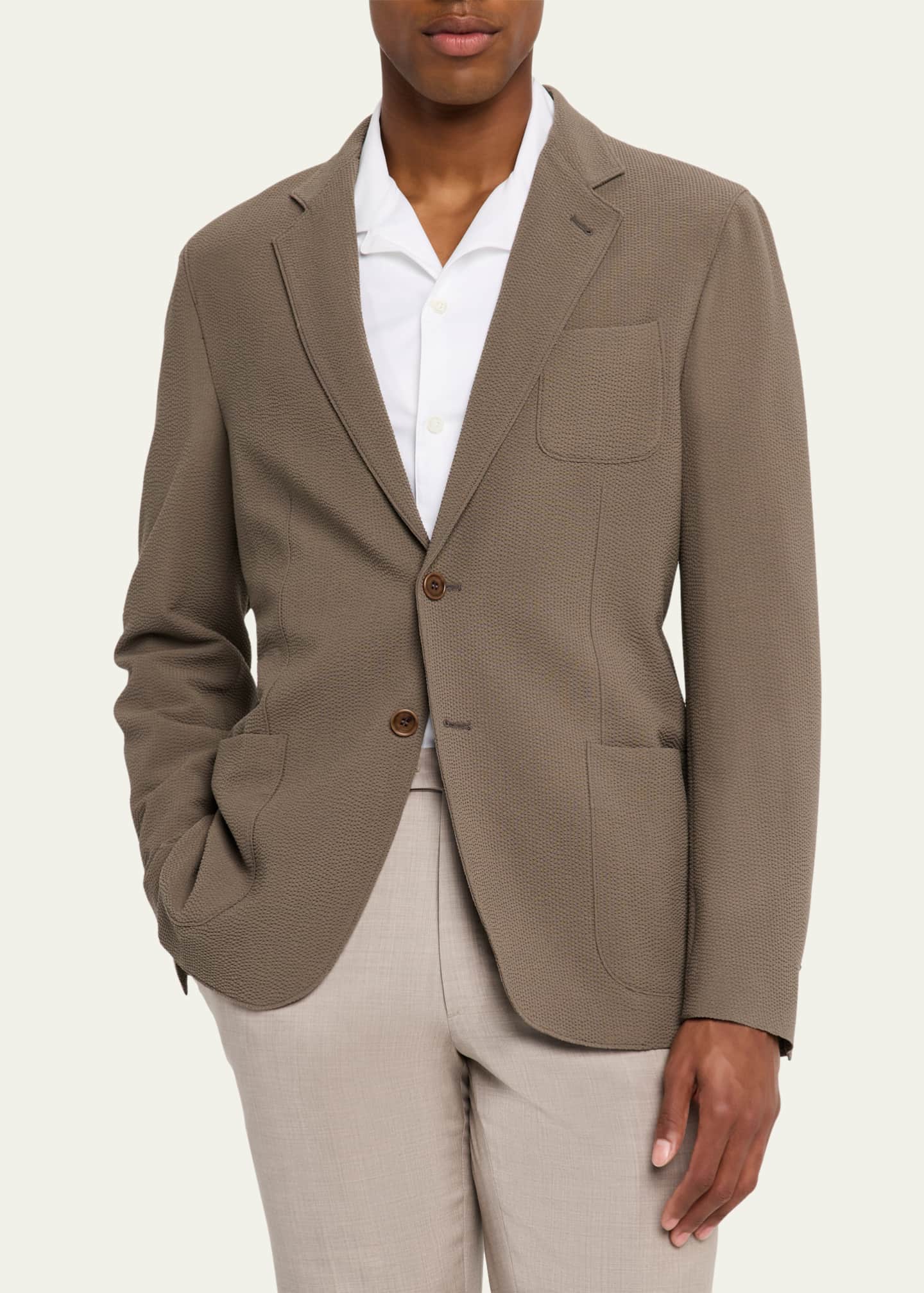 Giorgio Armani Men's Upton Wool Stretch Seersucker Jacket Image 4 of 8
