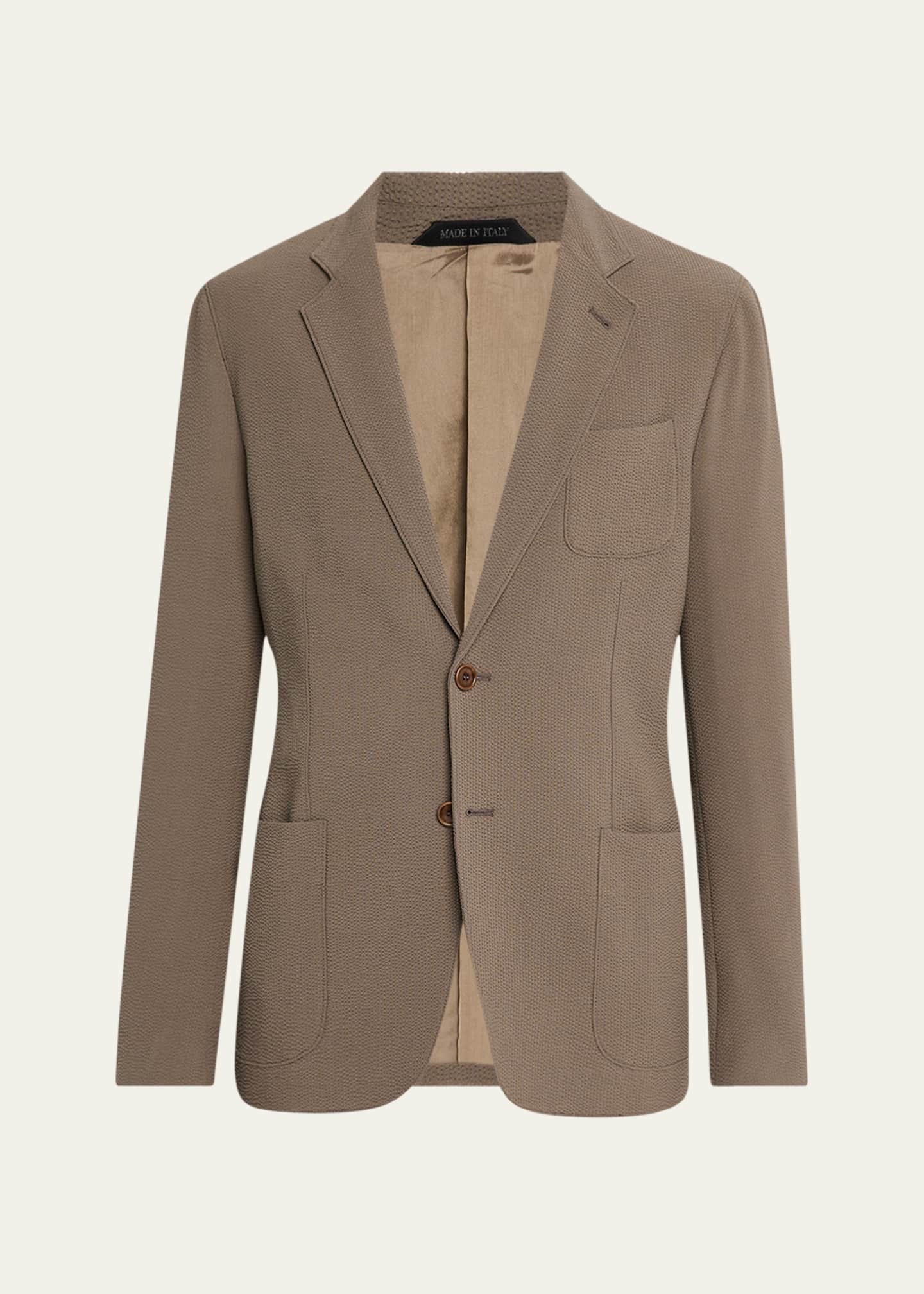 Giorgio Armani Men's Upton Wool Stretch Seersucker Jacket Image 1 of 8