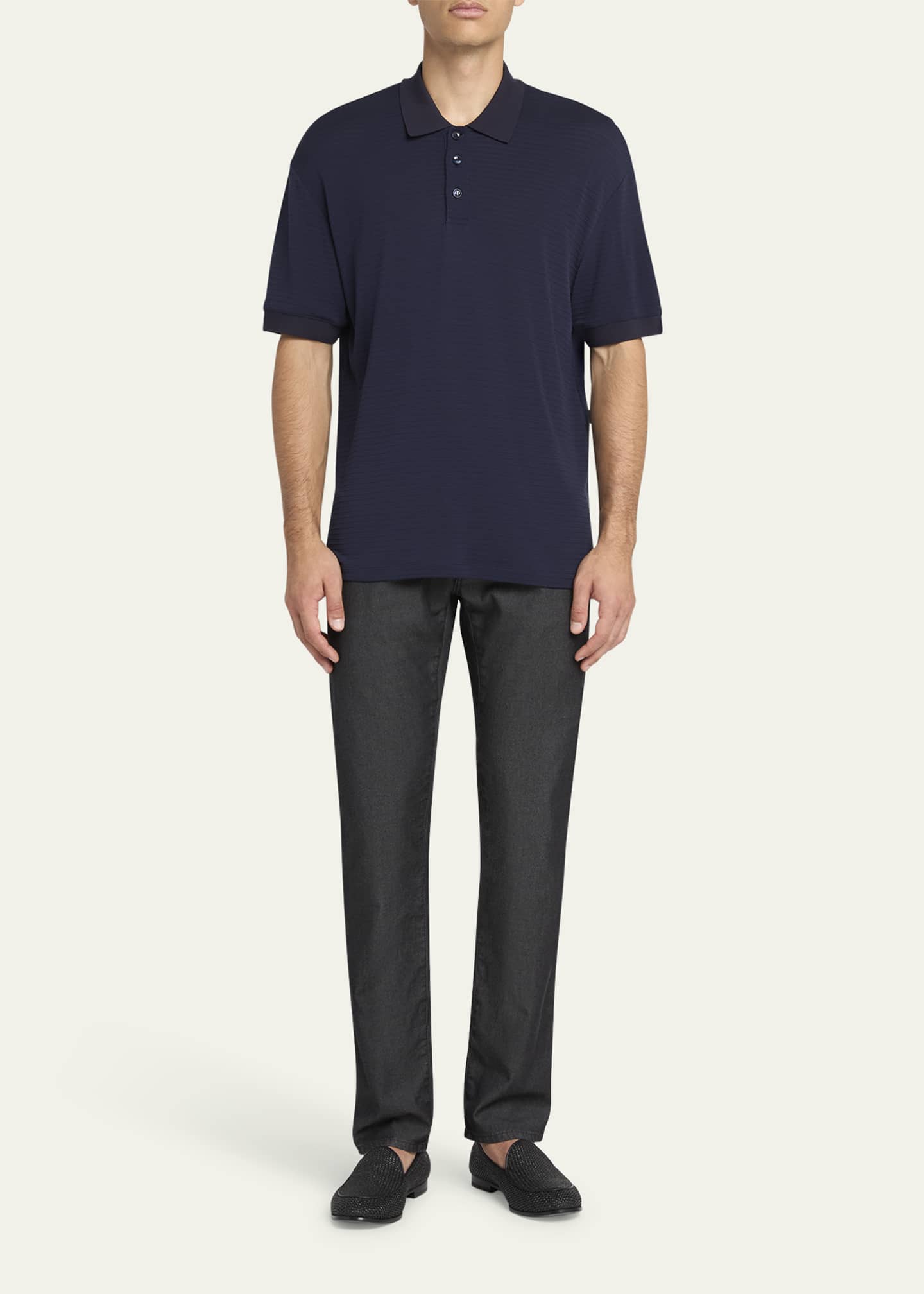 Giorgio Armani Men's Striped Stitch Polo Shirt Image 2 of 5