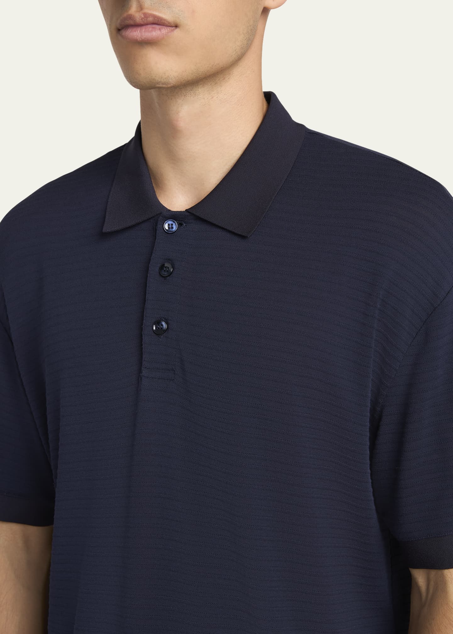 Giorgio Armani Men's Striped Stitch Polo Shirt Image 5 of 5