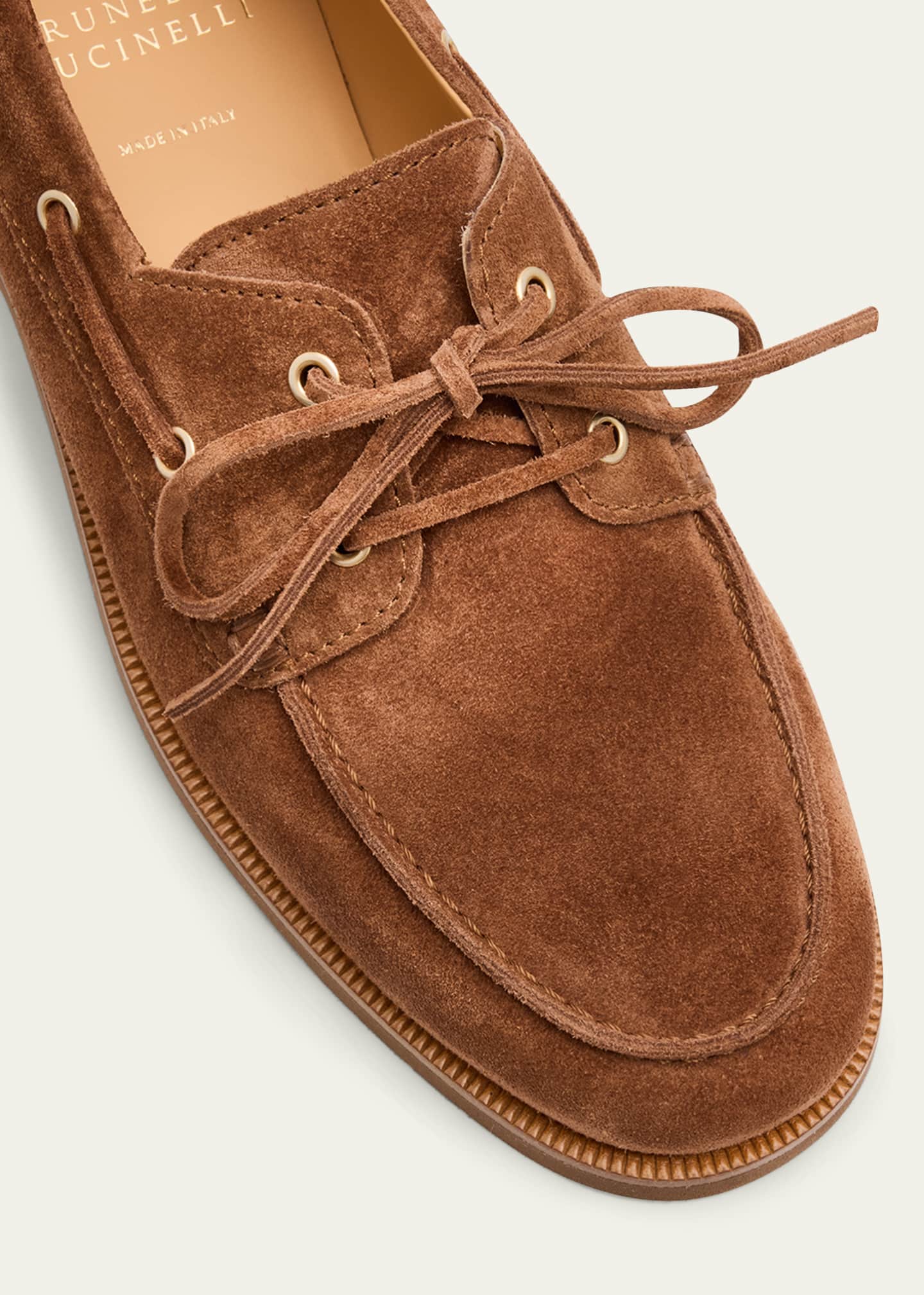 Brunello Cucinelli Men's Suede Boat Shoes Image 5 of 6