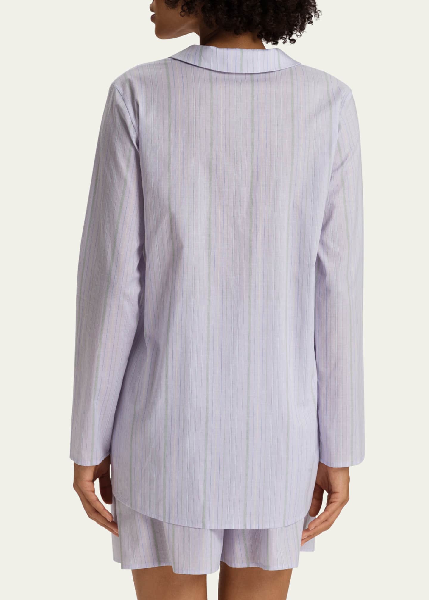 Hanro Striped Woven Cotton Sleep Shirt Image 3 of 4