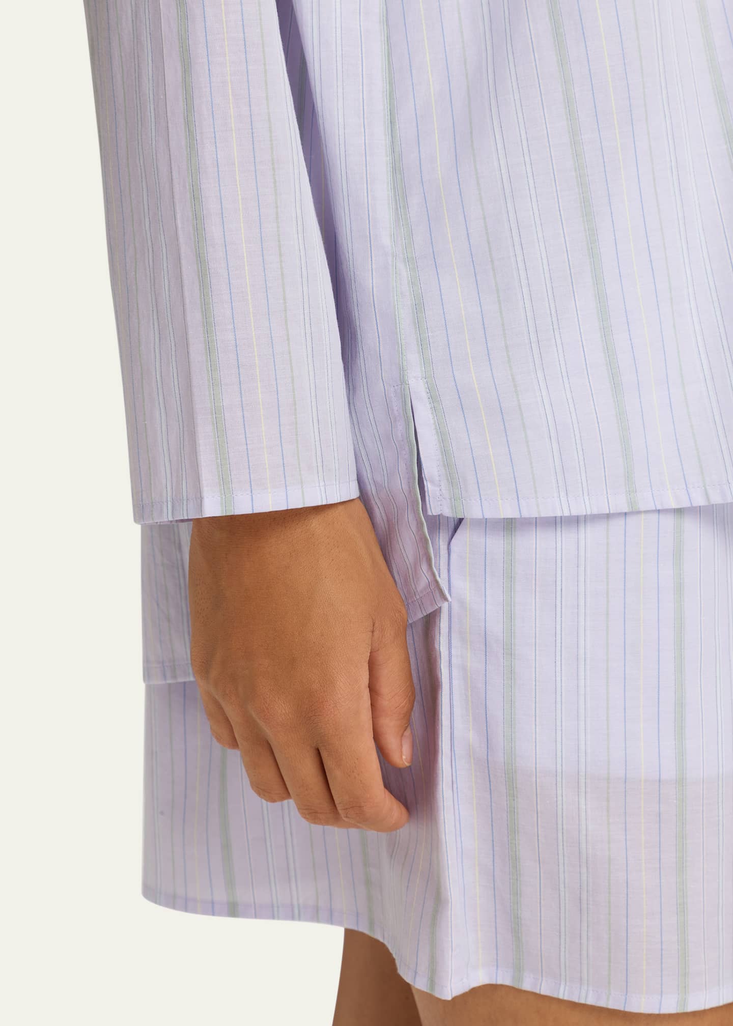 Hanro Striped Woven Cotton Sleep Shirt Image 4 of 4