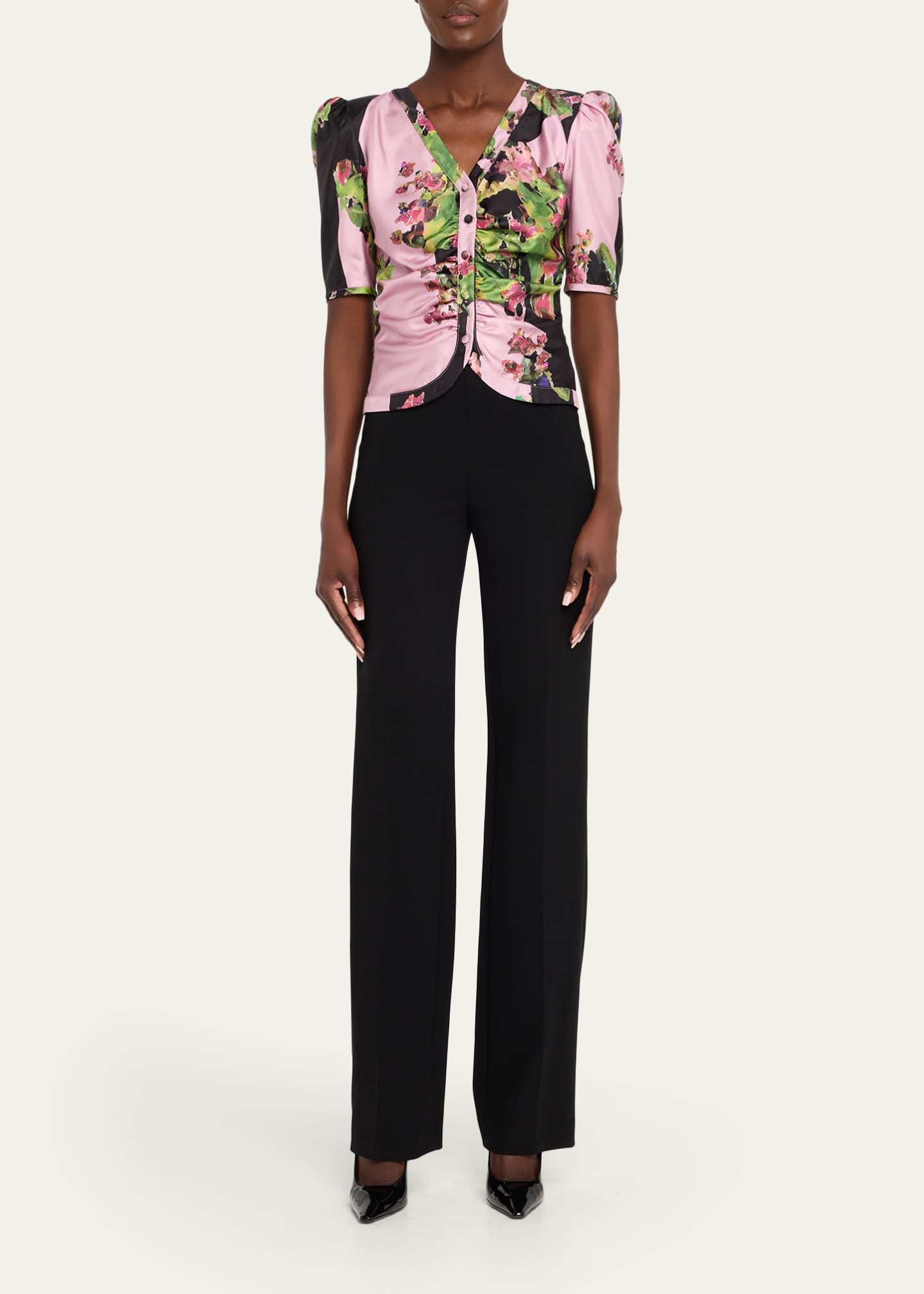 Libertine Monaco Pink London Terrace Ruched Silk Top Image 2 of 5