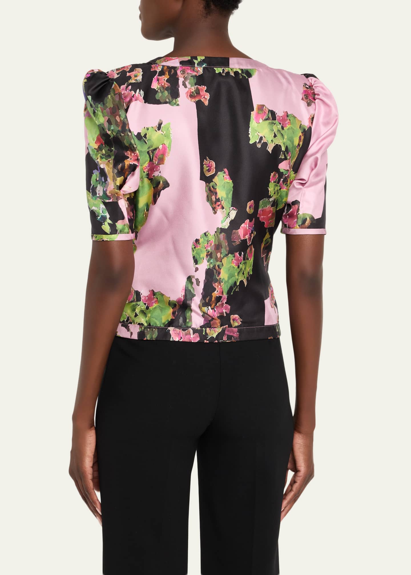 Libertine Monaco Pink London Terrace Ruched Silk Top Image 3 of 5