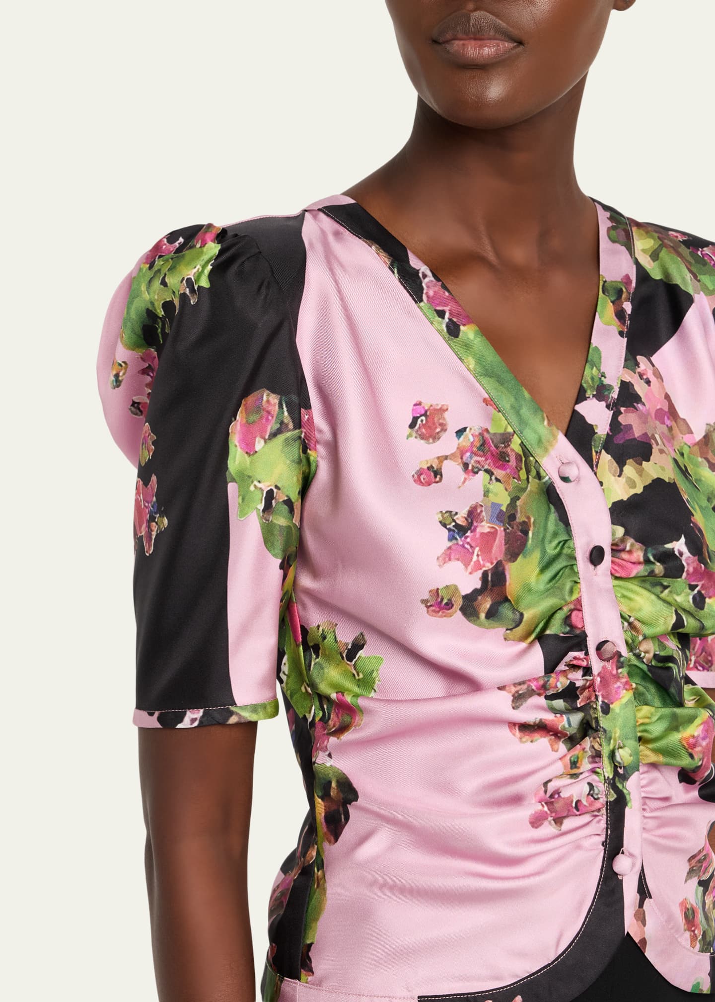 Libertine Monaco Pink London Terrace Ruched Silk Top Image 5 of 5