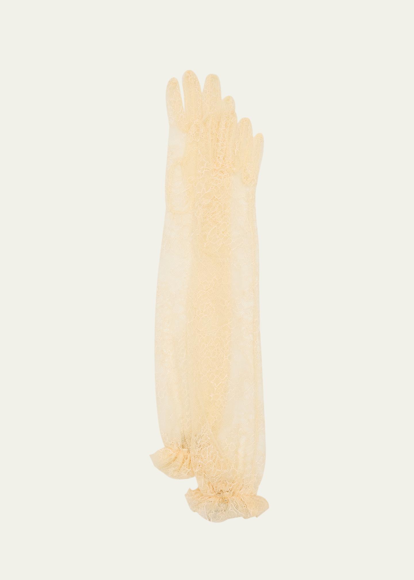 Valentino Garavani V-Logo Long Lace Gloves - Bergdorf Goodman