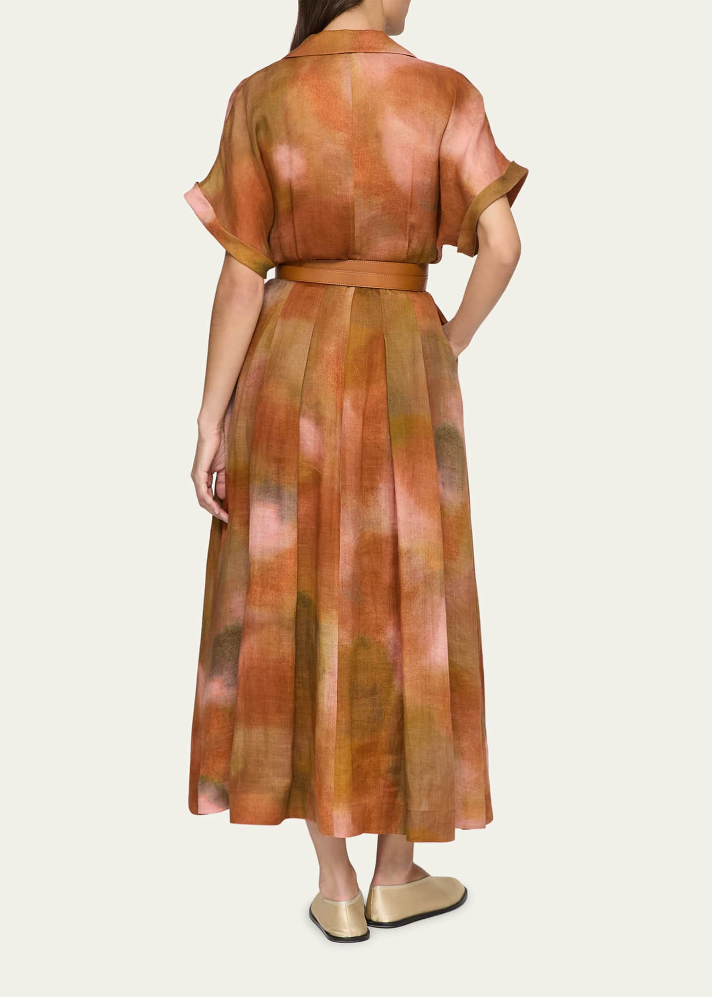 Lafayette 148 New York Notch-Lapel Belted Maxi Shirtdress Image 3 of 4
