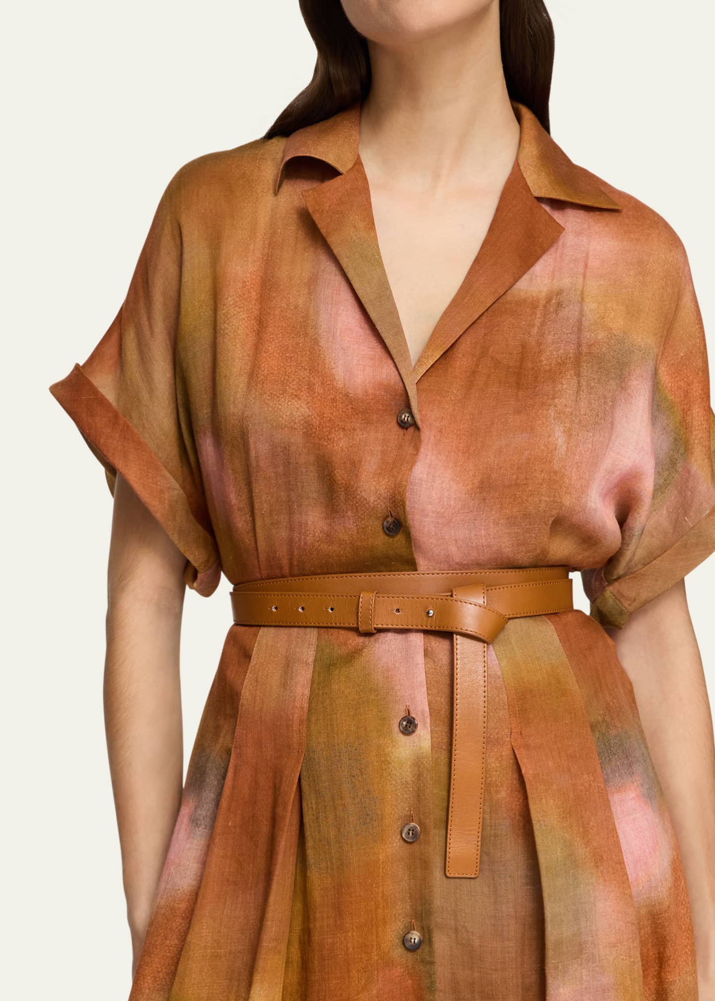 Lafayette 148 New York Notch-Lapel Belted Maxi Shirtdress Image 4 of 4