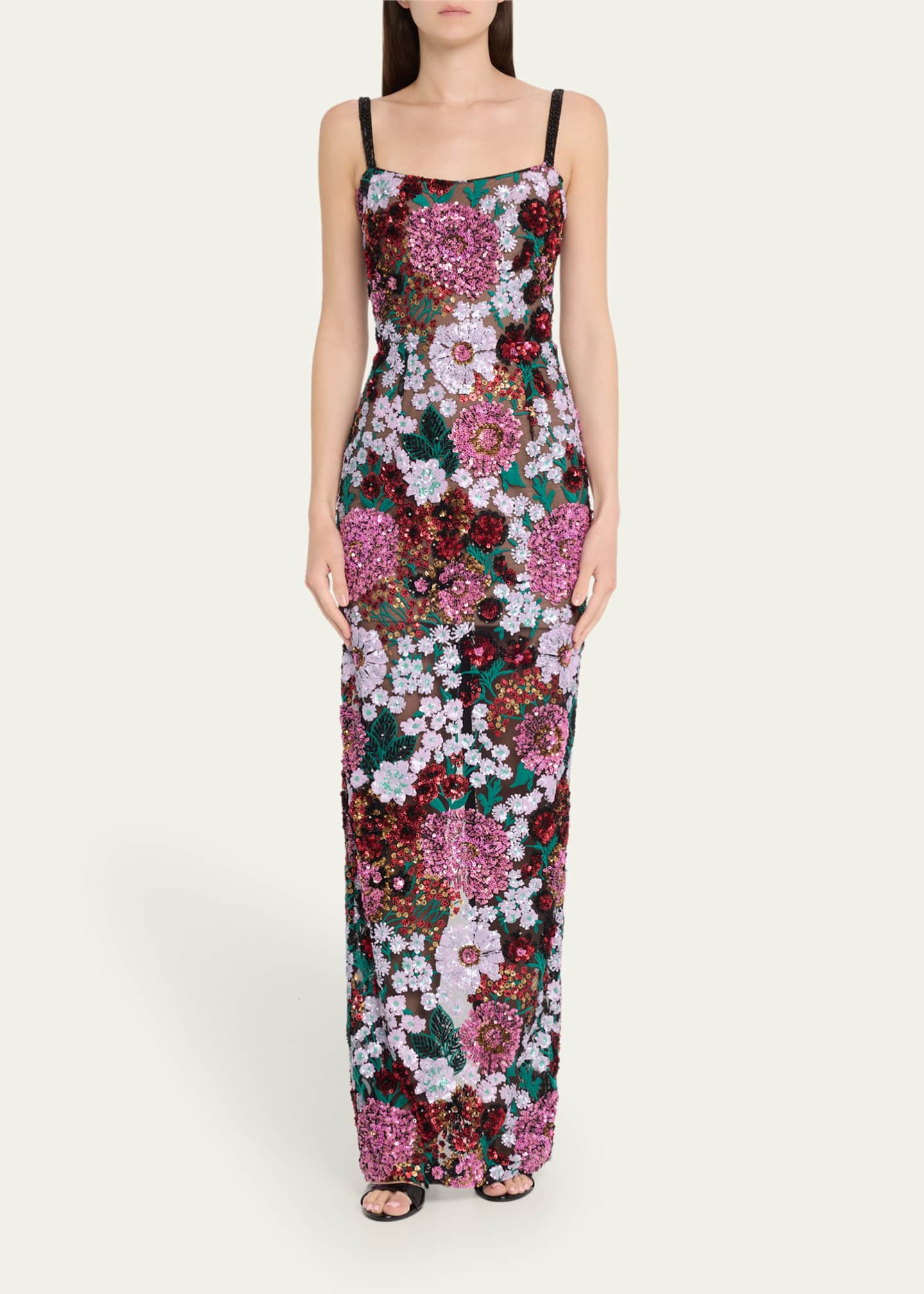 Bronx and Banco Dahlia Floral Sequin Column Gown - Bergdorf Goodman