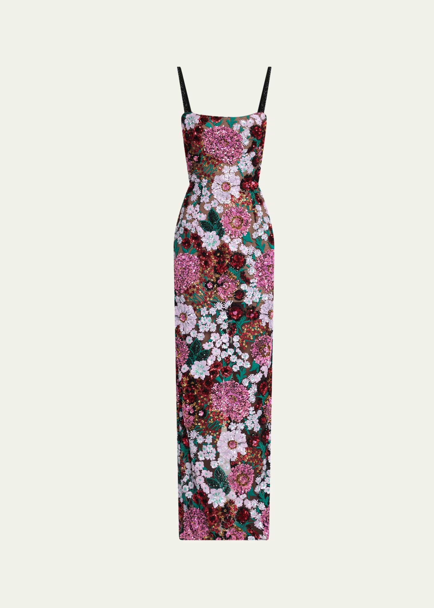 Bronx and Banco Dahlia Floral Sequin Column Gown - Bergdorf Goodman