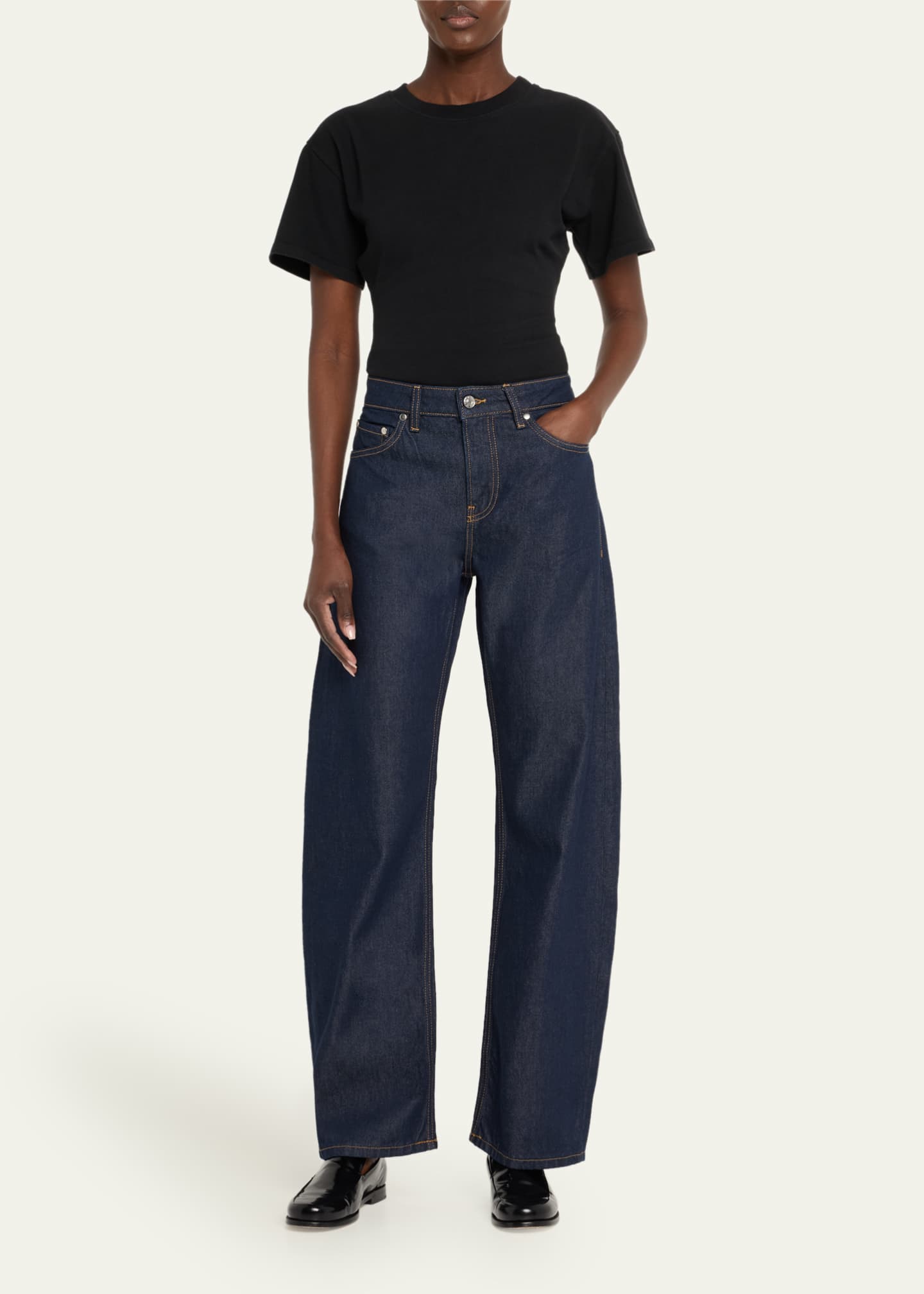 EB DENIM Alida Mid-Rise Loose Bowed Jeans Image 2 of 5