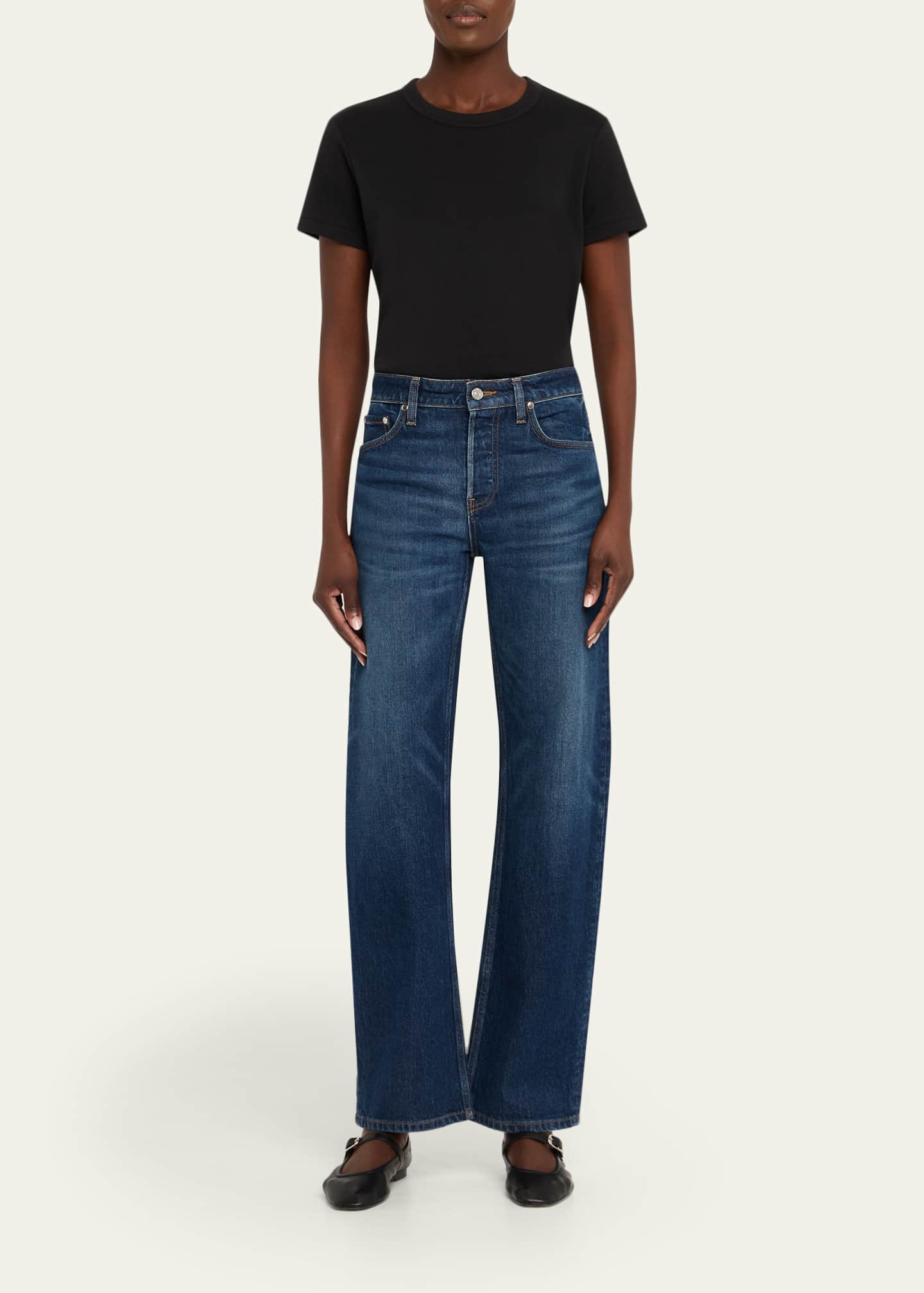 EB DENIM Alida Mid-Rise Loose Bowed Jeans Image 2 of 5