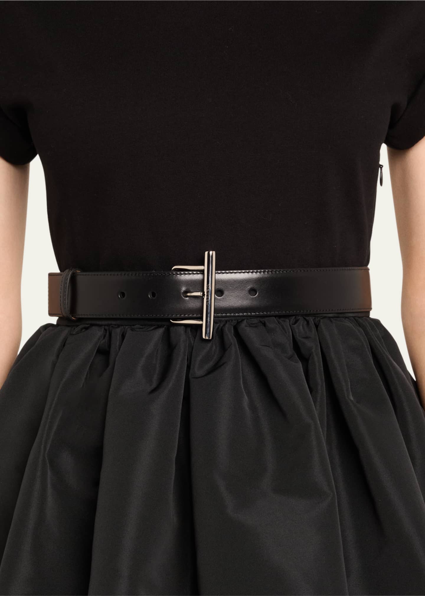 McQueen T-Bar Skinny Leather Belt Image 2 of 2