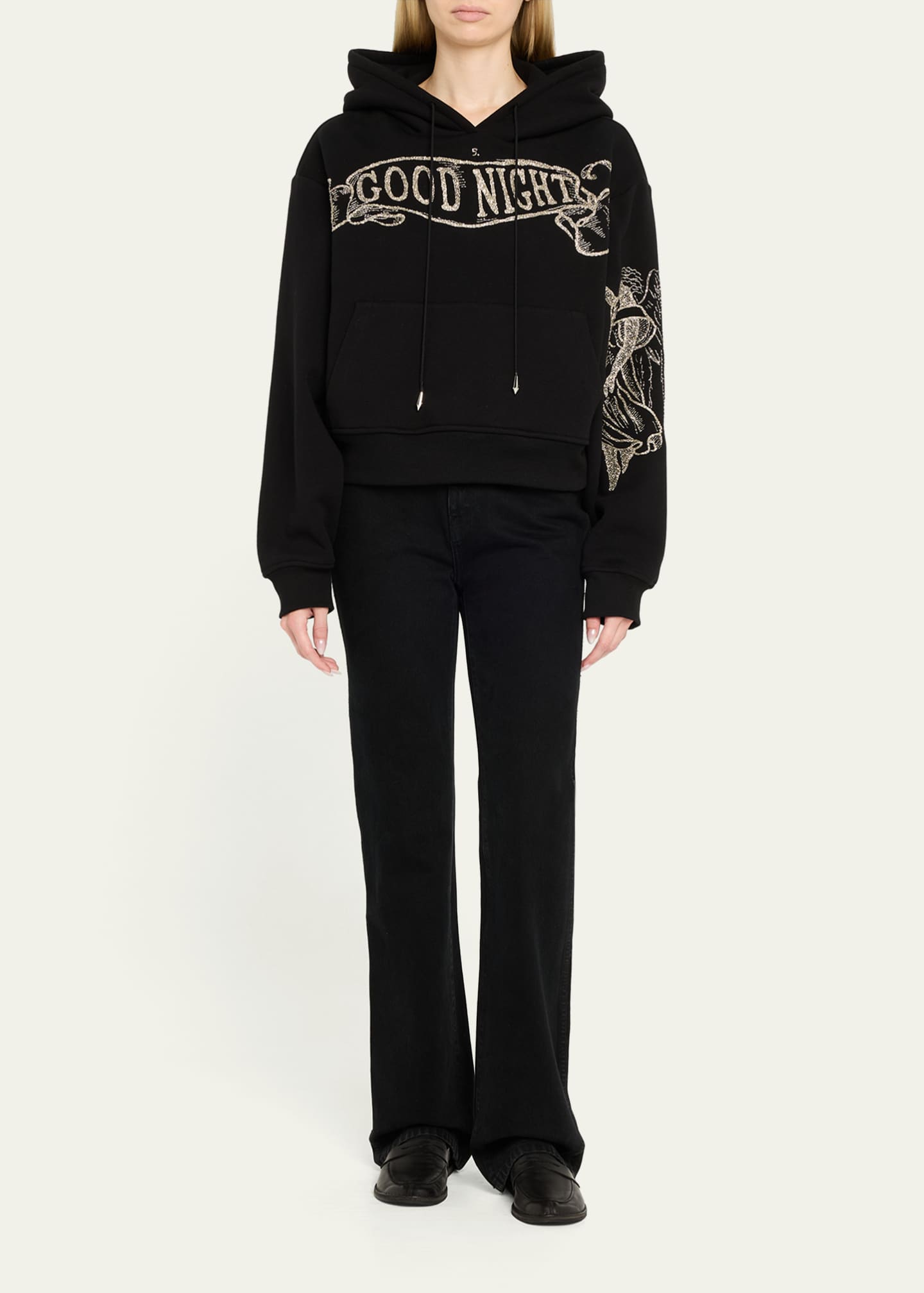 Wiederhoeft Good Night Embroidered Cropped Hoodie Image 2 of 5