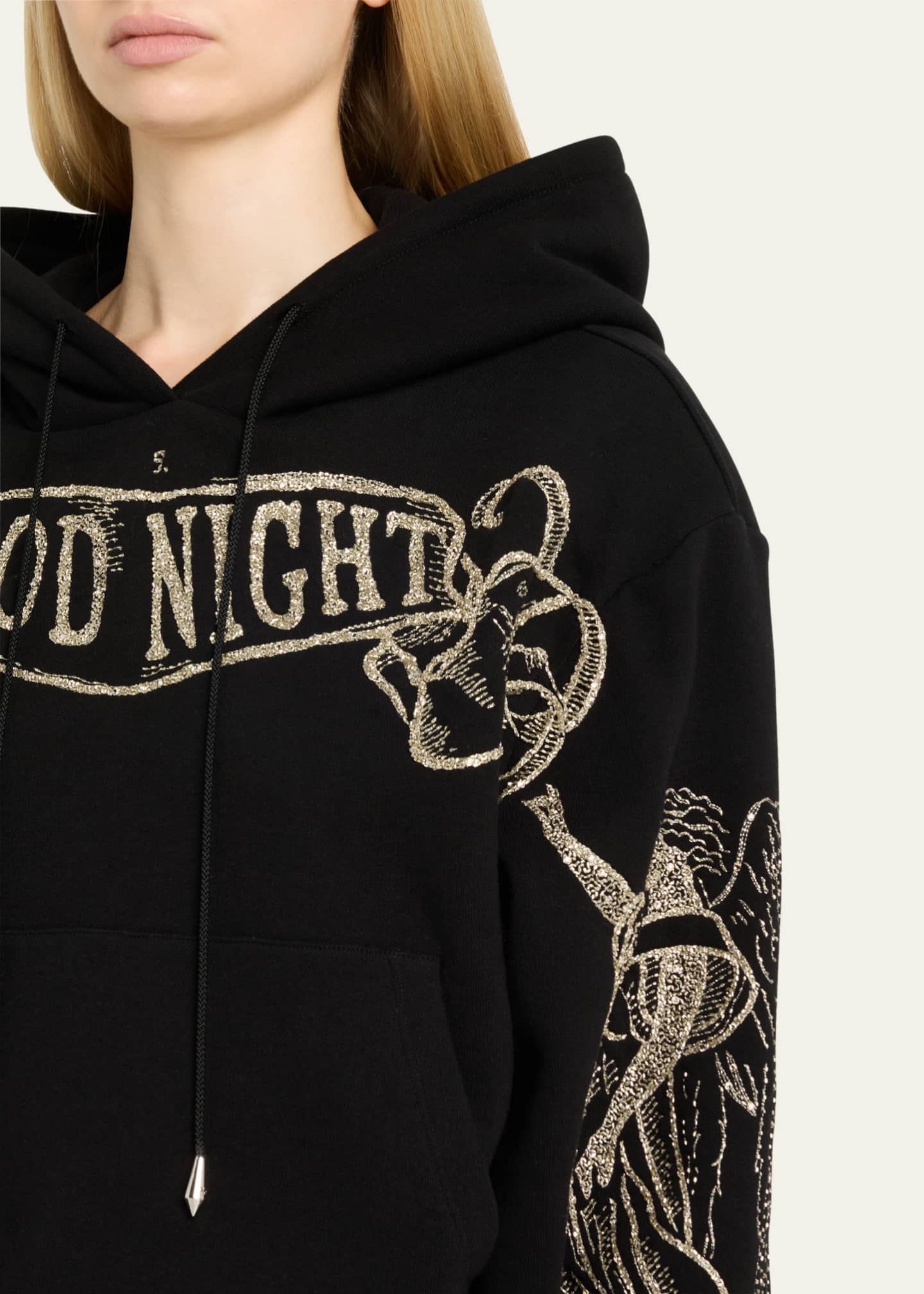 Wiederhoeft Good Night Embroidered Cropped Hoodie Image 5 of 5