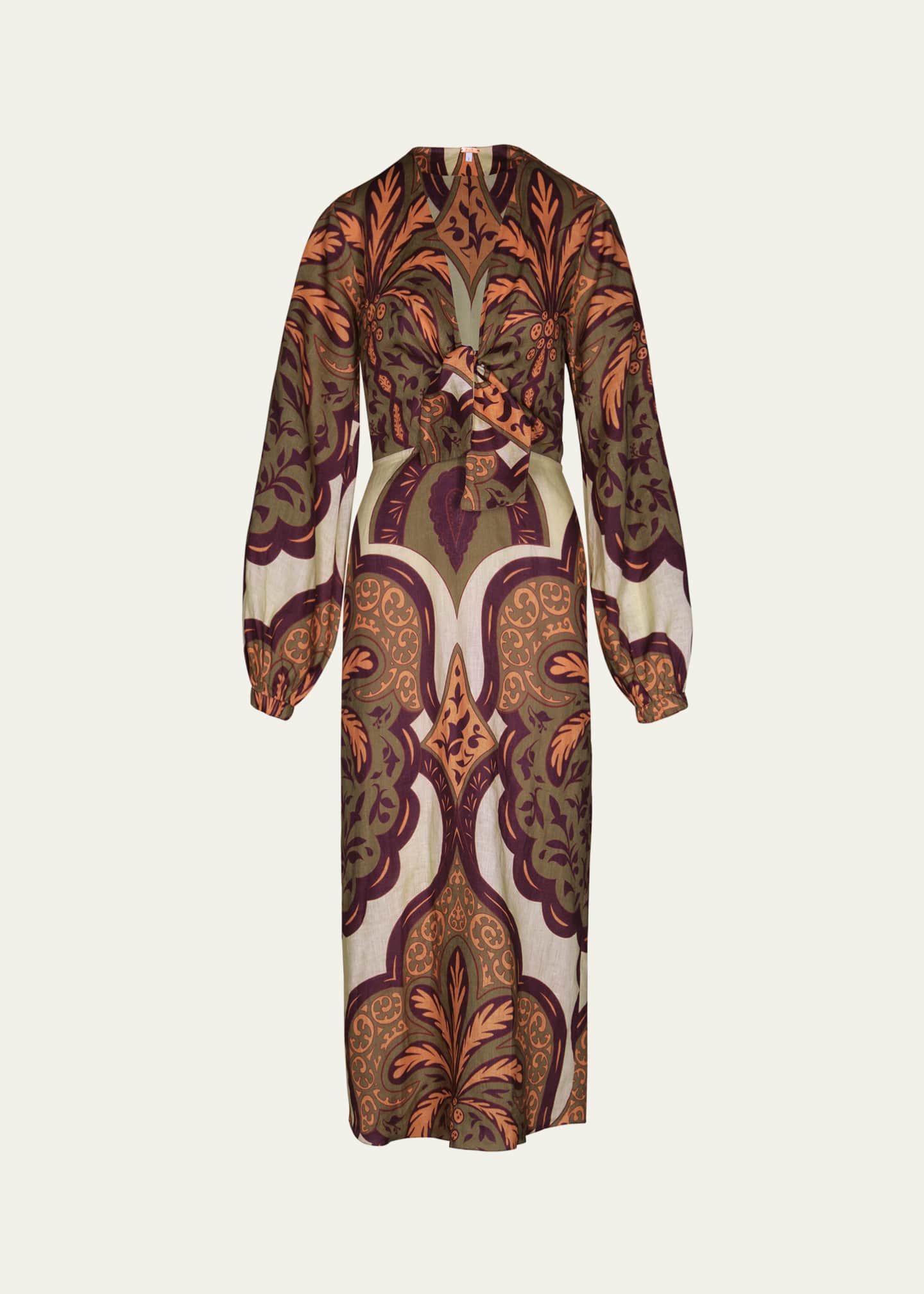 Johanna Ortiz Across Paradise Printed Tie-Front Ankle Dress