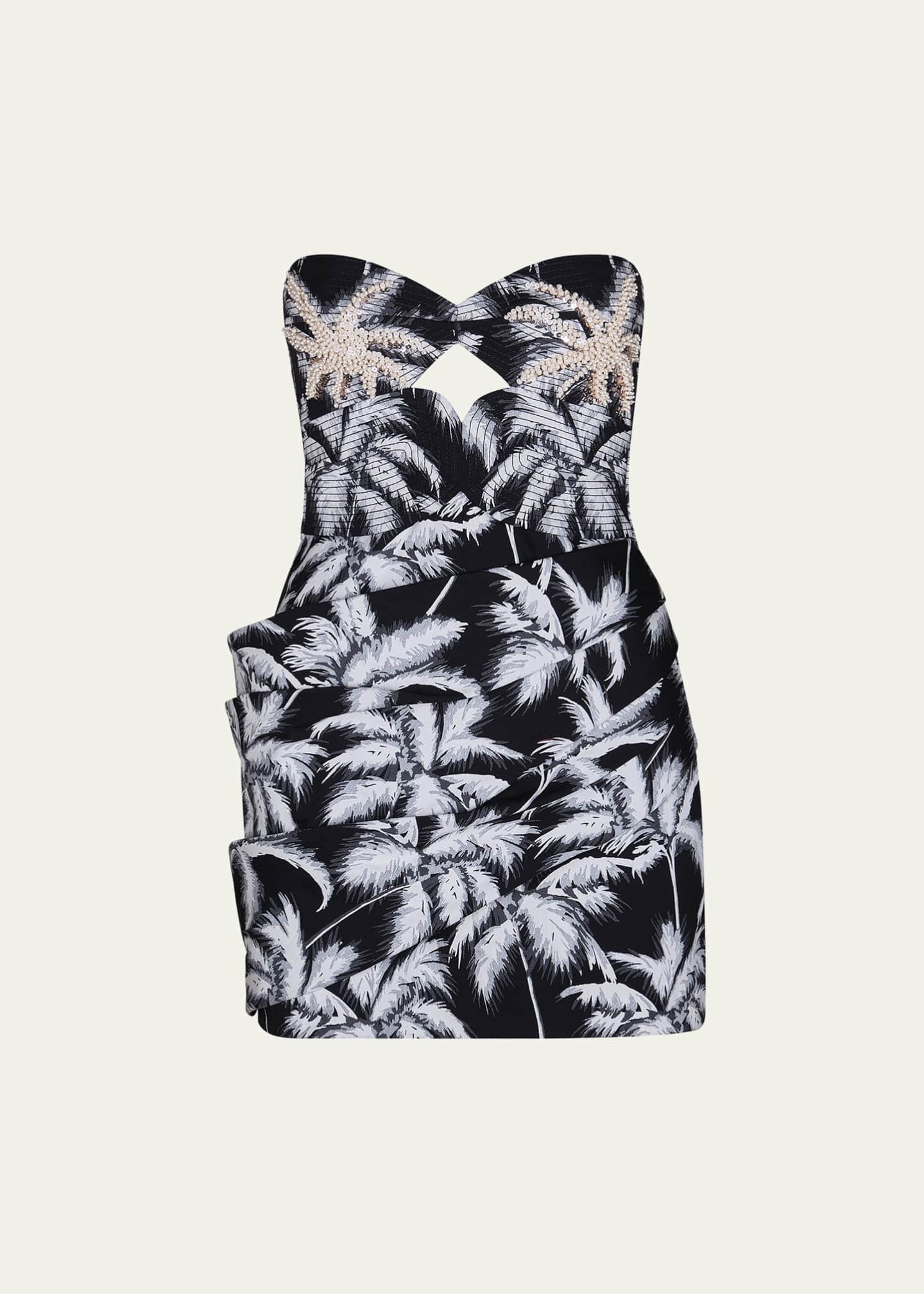 Johanna Ortiz Sombra Tropical Jacquard Beaded Strapless Mini Dress Image 1 of 3