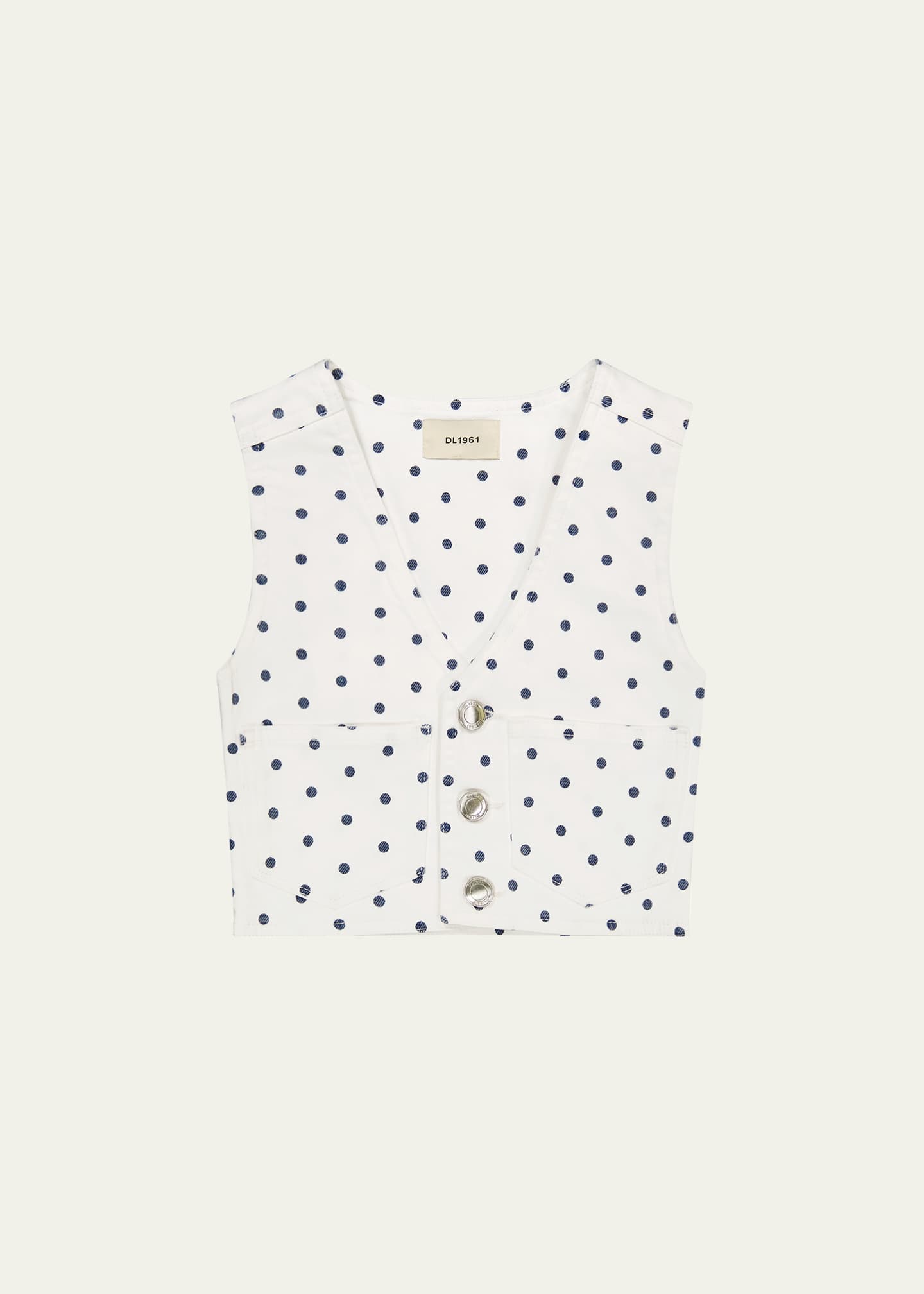DL1961 Girl's Zizi Polka Dot Denim Vest, Size S-L Image 1 of 2
