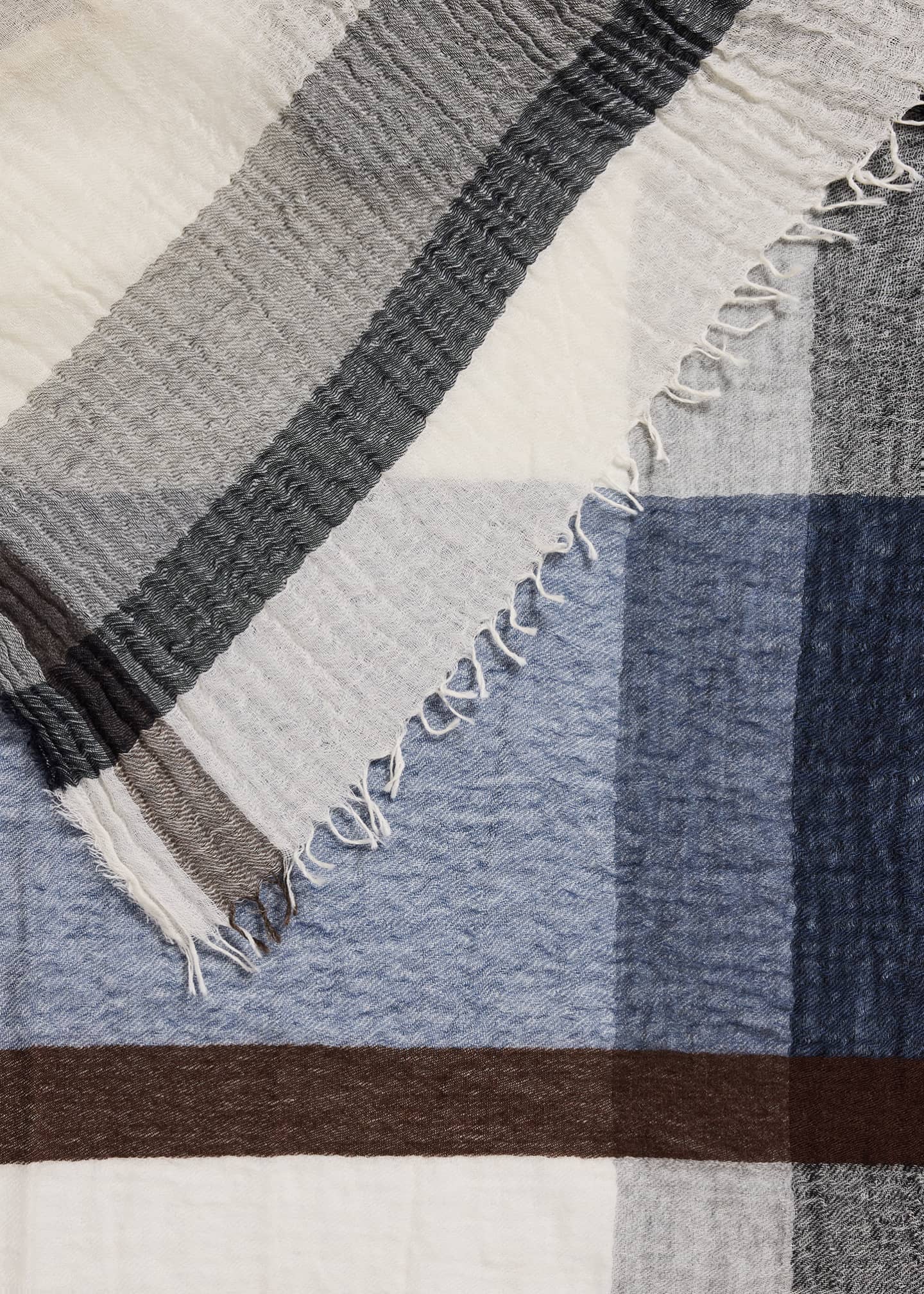 Begg x Co Men's Cashmere and Silk Check Scarf Image 4 of 4