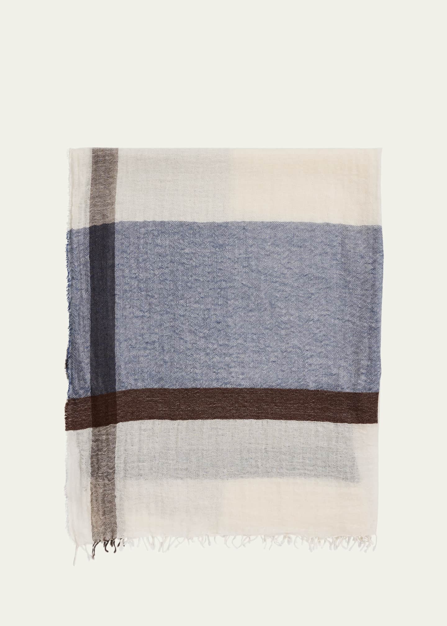 Begg x Co Men's Cashmere and Silk Check Scarf Image 1 of 4