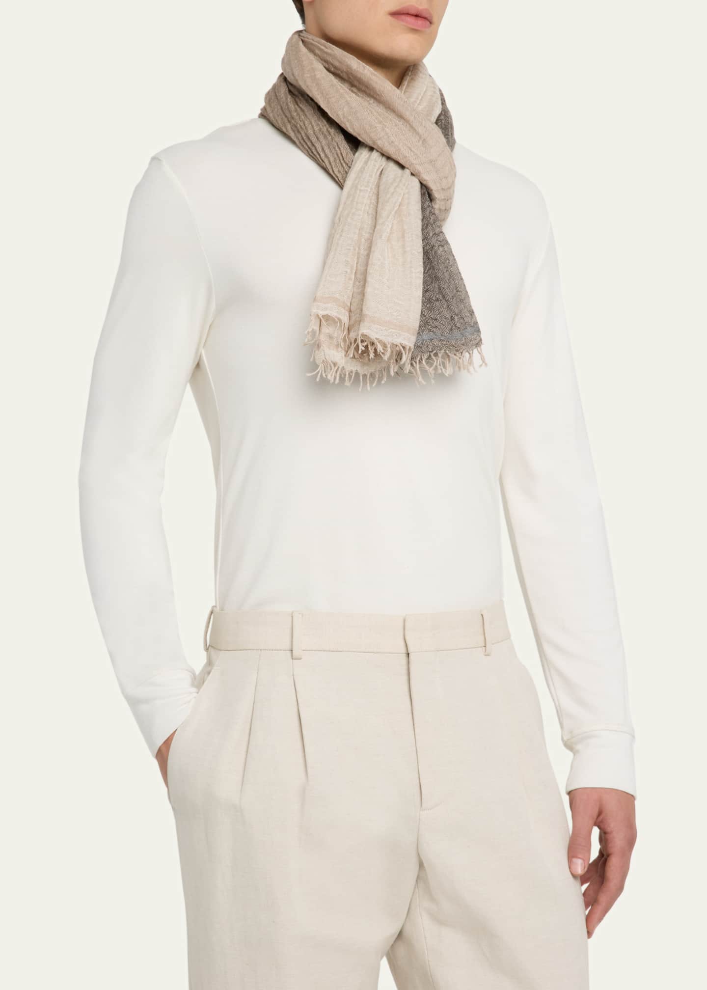 Men's Cashmere and Silk Tumble-Washed Scarf - Thumbnail 2
