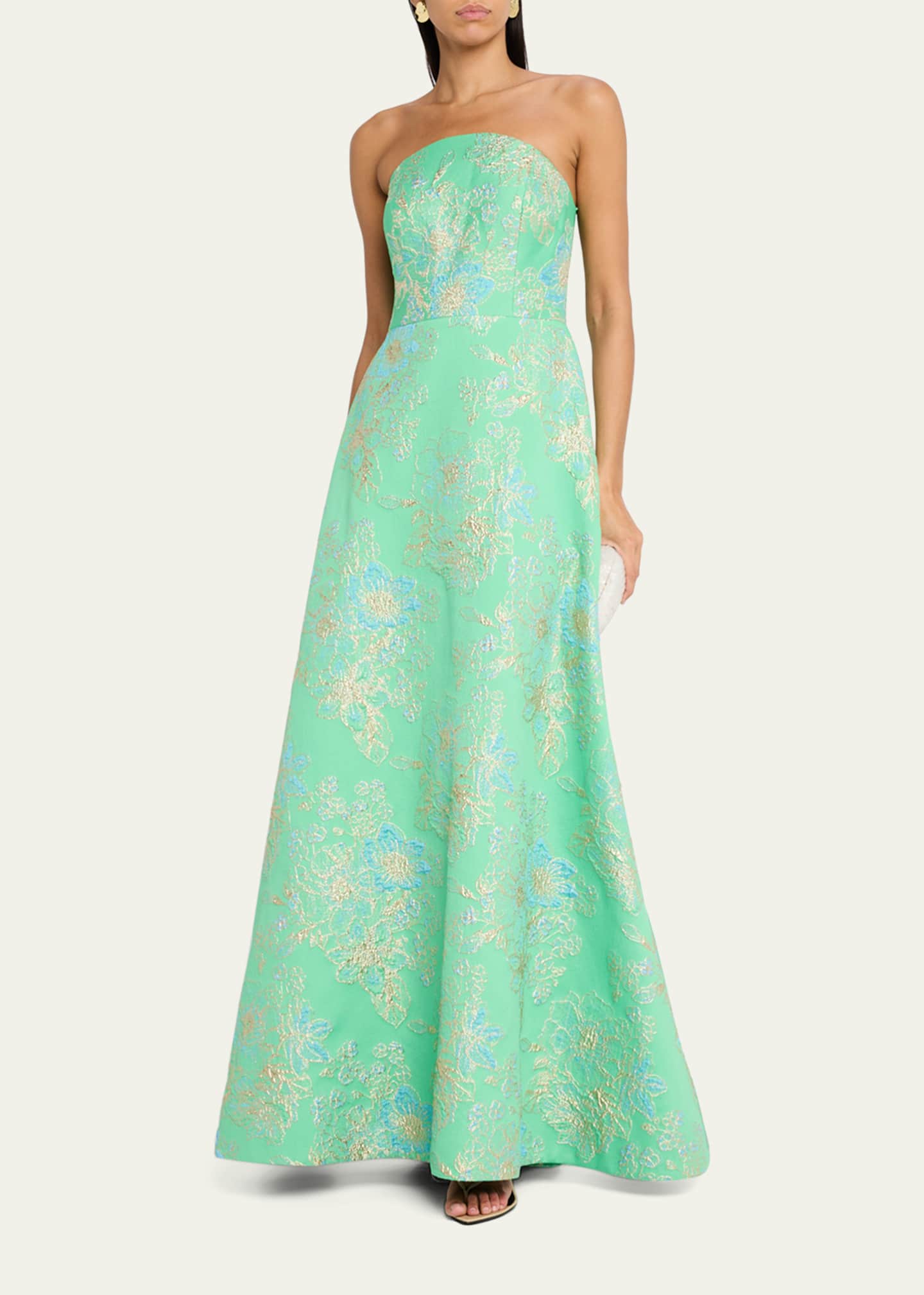 teri jon gowns & formal dresses on sale Teri Jon One Shoulder Jacquard Evening Gown 217028 main image 1