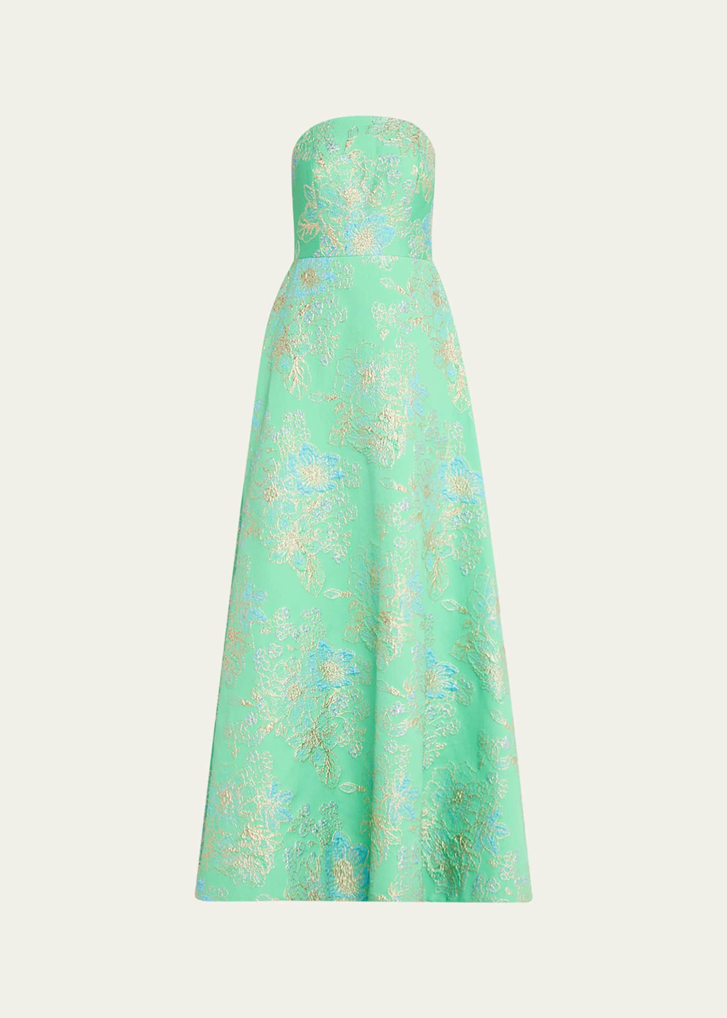 slim fit dress slacks Printed Floral Pleated Maxi Gown – Elizabeth Anthony main image 1