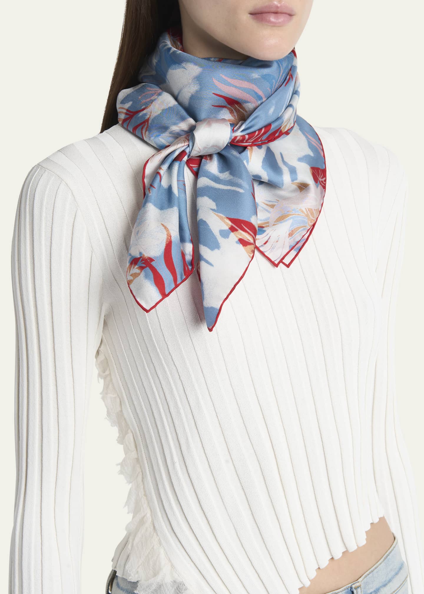 McQueen Hawaiin-Inspired Floral-Print Silk Scarf Image 3 of 4