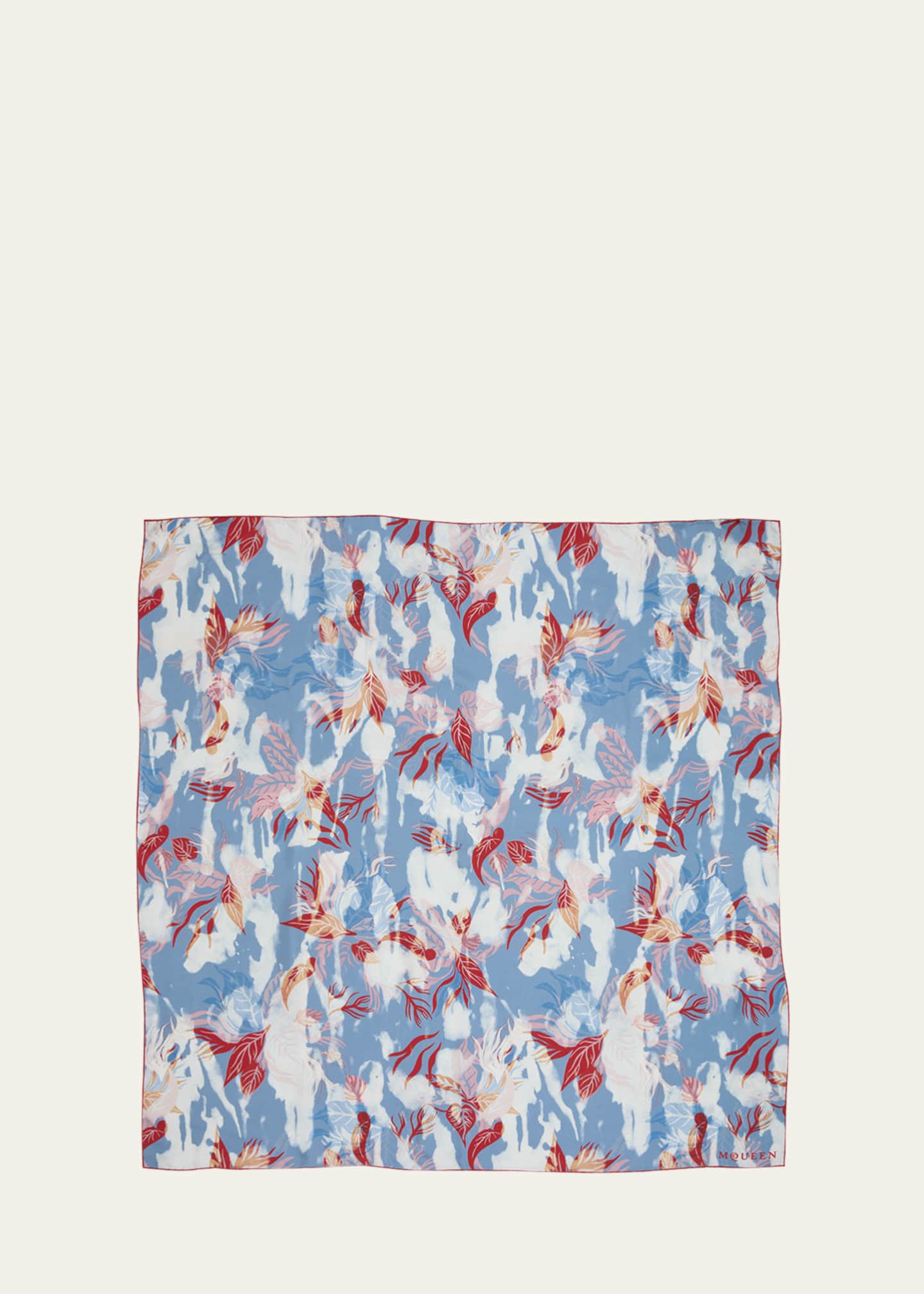 McQueen Hawaiin-Inspired Floral-Print Silk Scarf Image 1 of 4