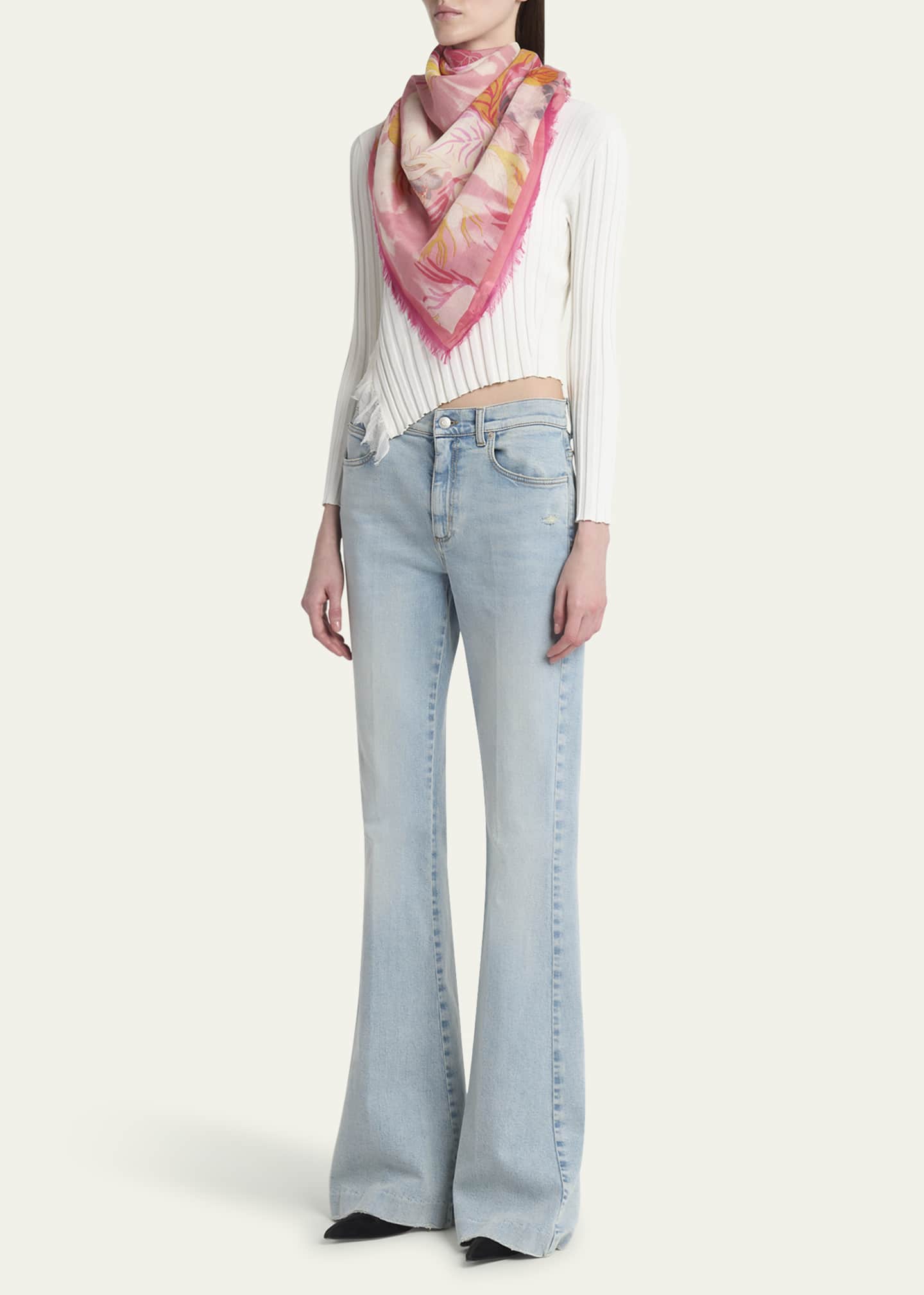 McQueen Hawaiin-Inspired Floral-Print Silk Scarf Image 2 of 4