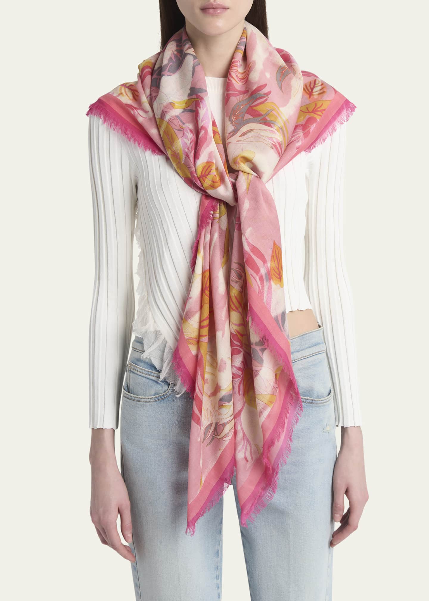 McQueen Hawaiin-Inspired Floral-Print Silk Scarf Image 3 of 4