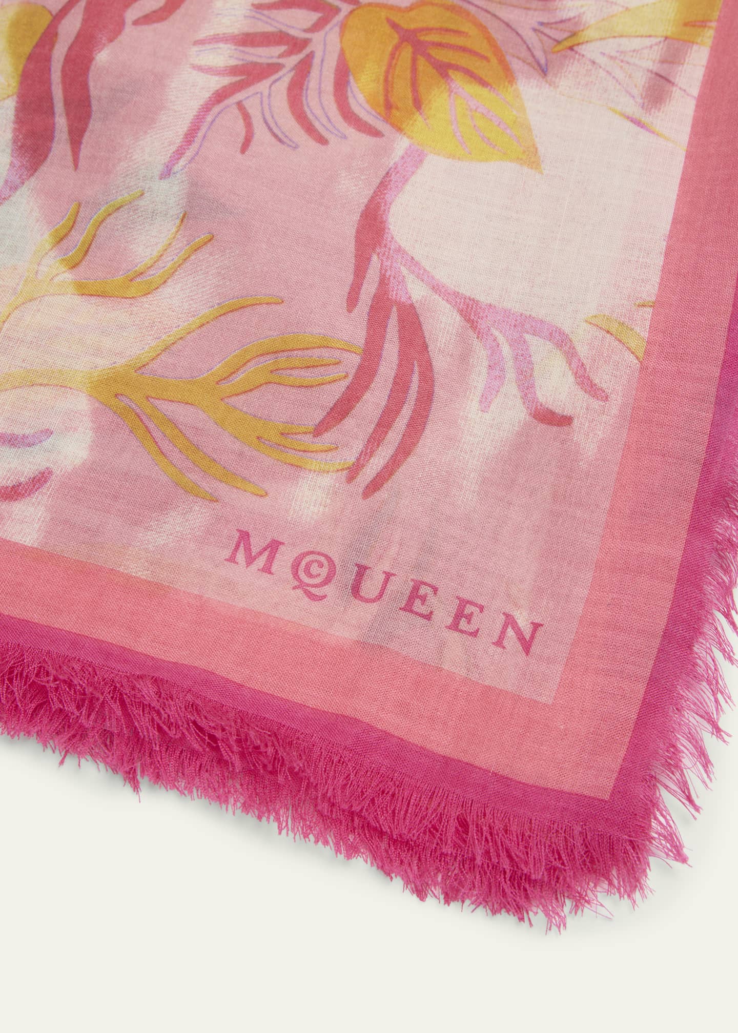 McQueen Hawaiin-Inspired Floral-Print Silk Scarf Image 4 of 4