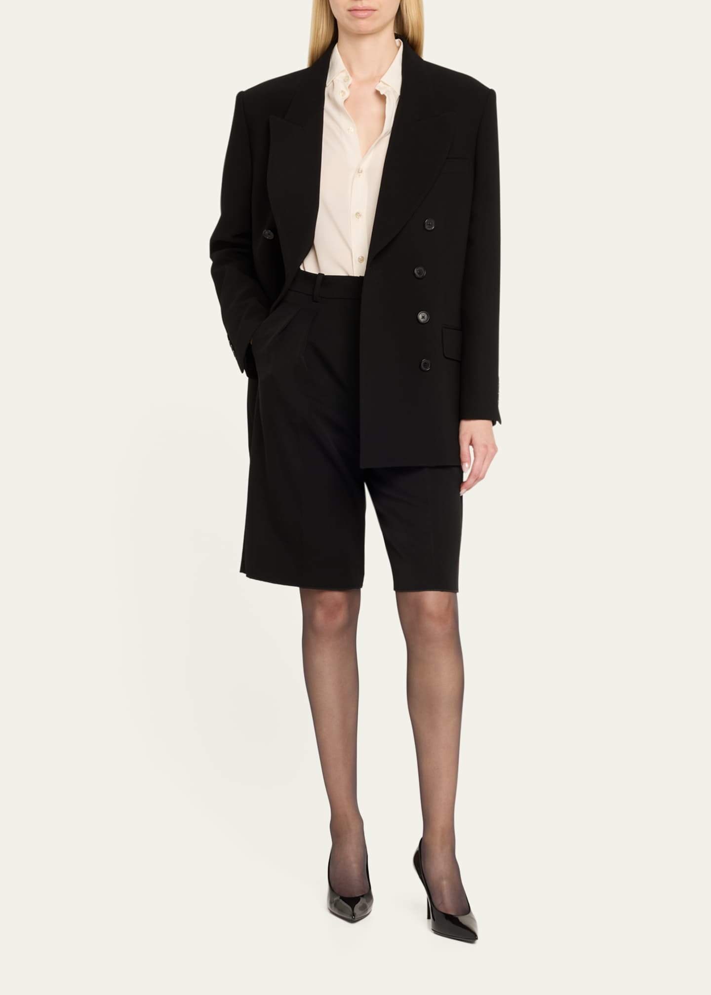 Saint Laurent Pleated Tailored Bermuda Shorts Image 2 of 5